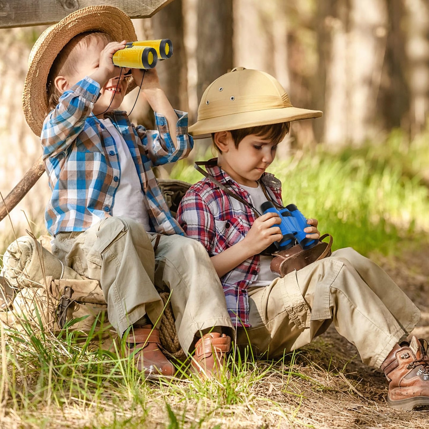 Eorbow 20 Pack Kids Binoculars with Compass & Neck Strap - Colorful Outdoor Exploration Toy