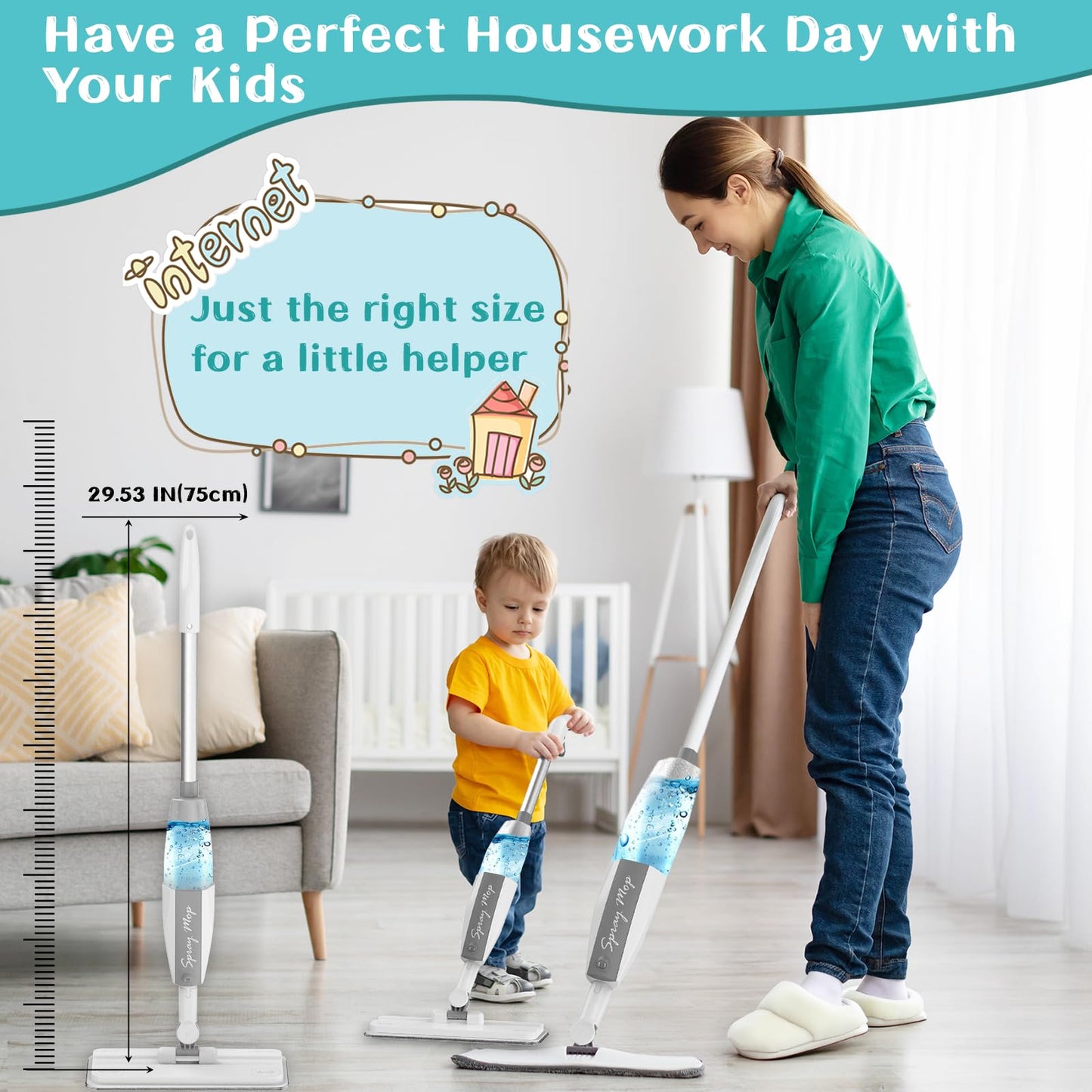 EP EXERCISE N PLAY Toddler Spray Mop – Mini Size Cleaning Toy Set