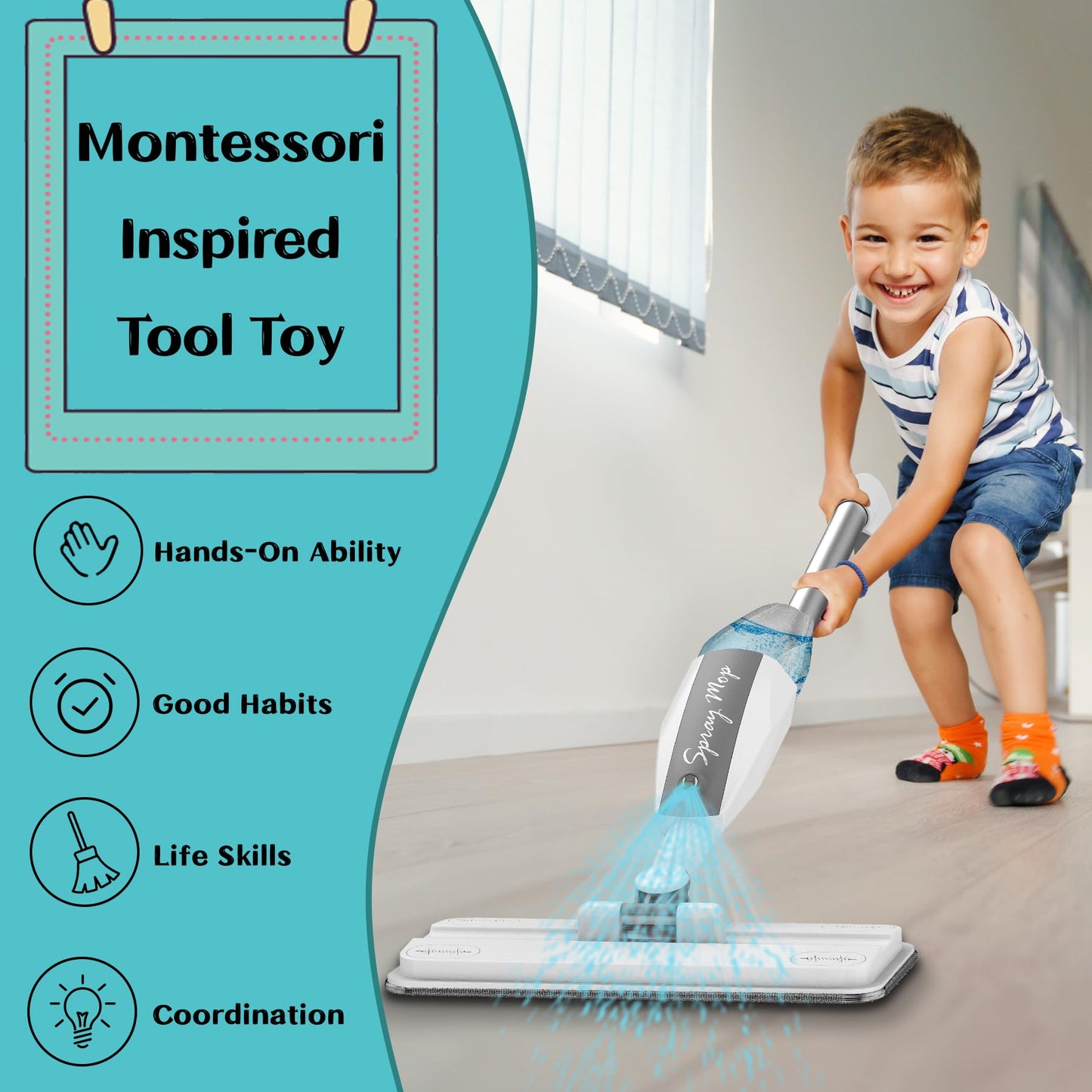 EP EXERCISE N PLAY Toddler Spray Mop – Mini Size Cleaning Toy Set