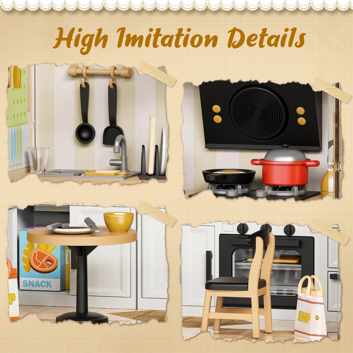 EP EXERCISE N PLAY Kitchen Miniature House Kit – DIY Dollhouse with LED, Beginner-Friendly Craft