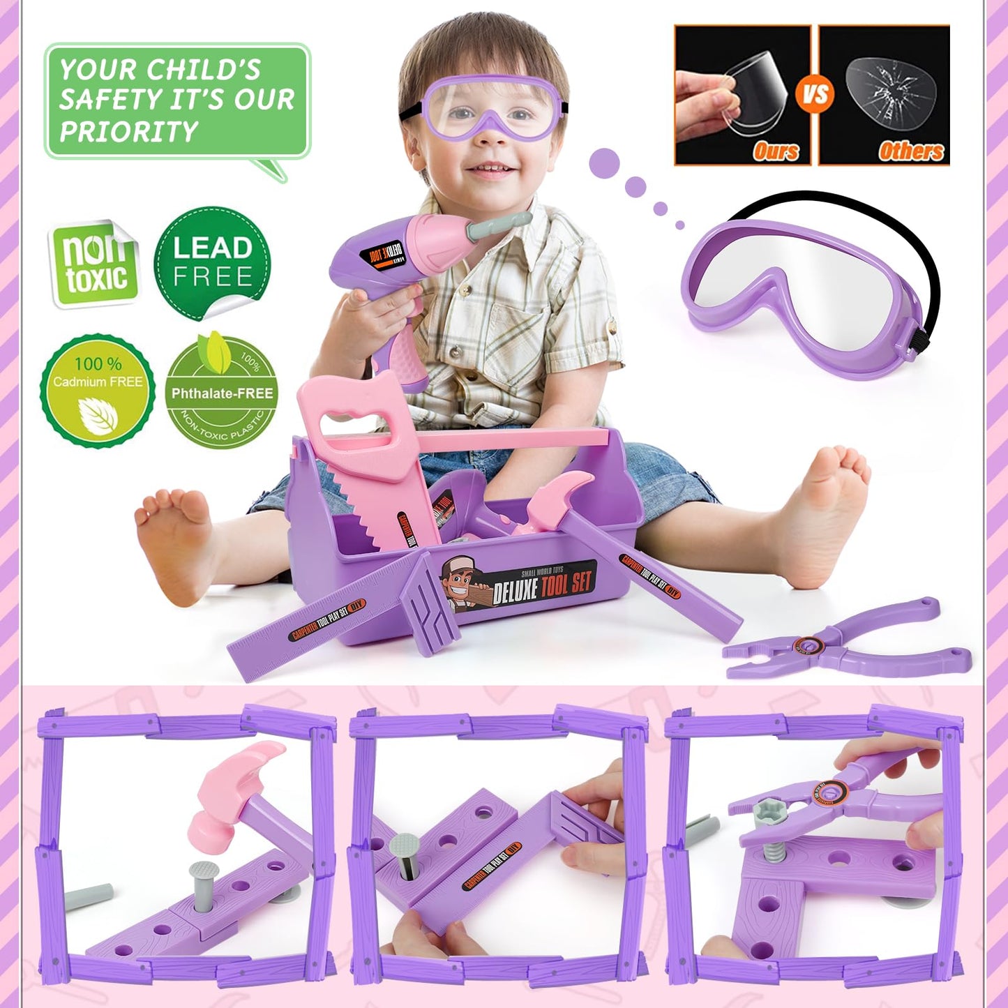 EP EXERCISE N PLAY Kids Tool Set — Toy Drill, Toolbox & Tools for Toddlers