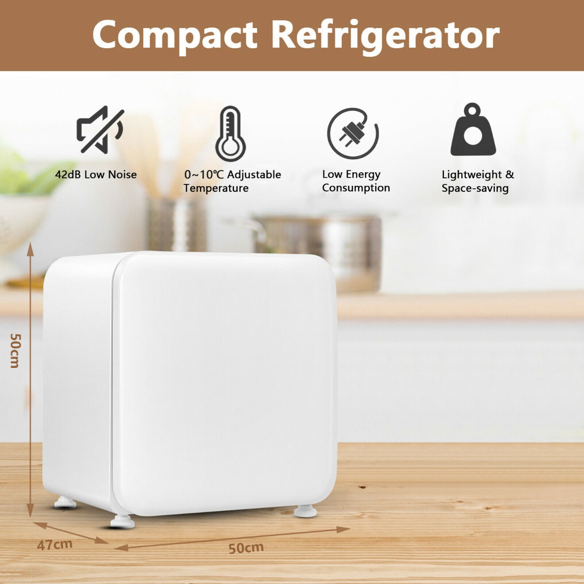 0~10℃ Compact Refrigerator with Reversible Door for Dorm Apartment-Black