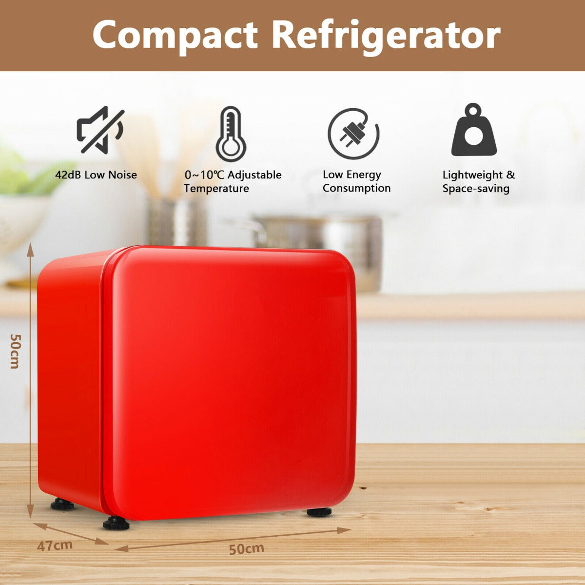0~10℃ Compact Refrigerator with Reversible Door for Dorm Apartment-Black