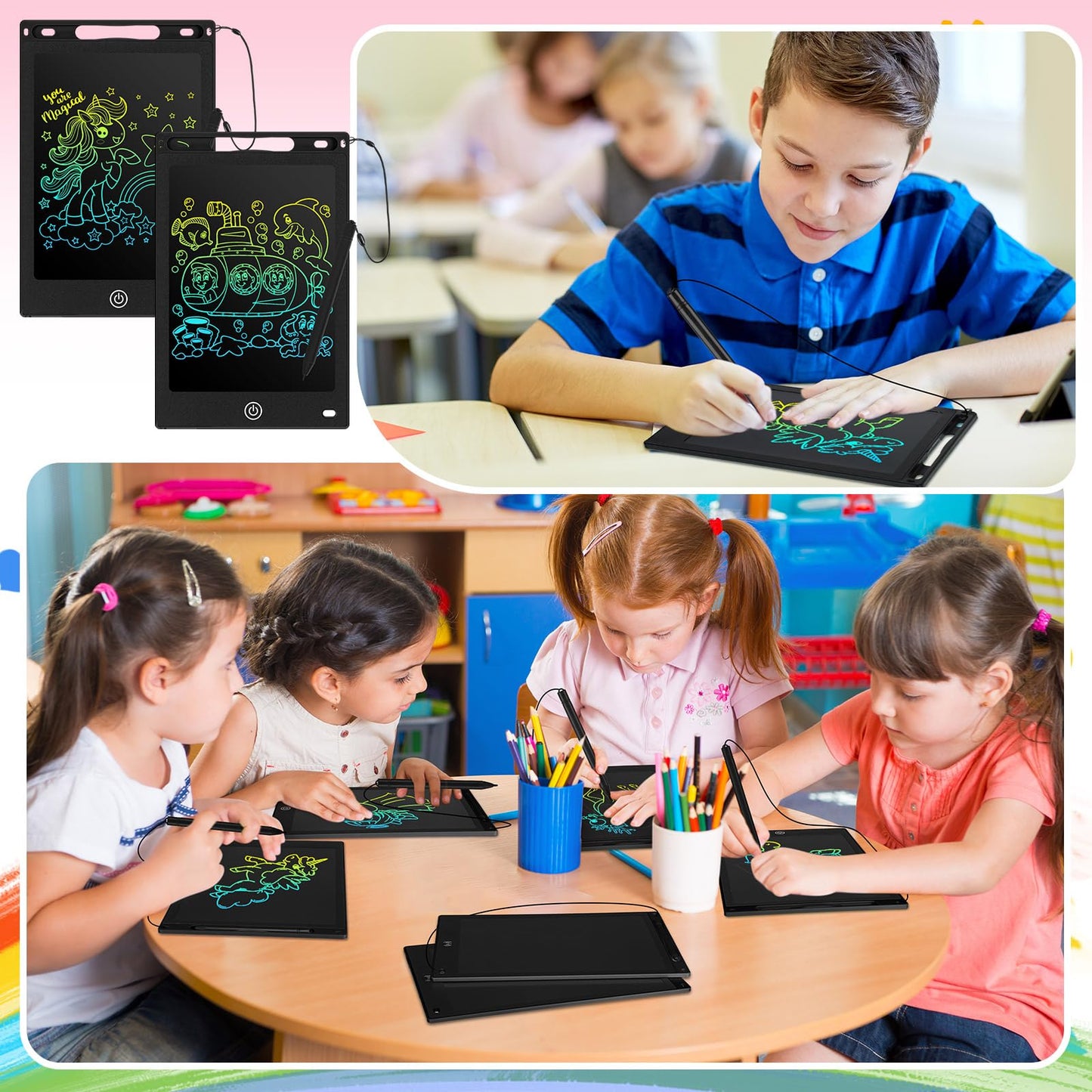 Epakh 16-Pcs LCD Writing Tablet for Kids – 8.5-Inch Reusable Drawing Pad