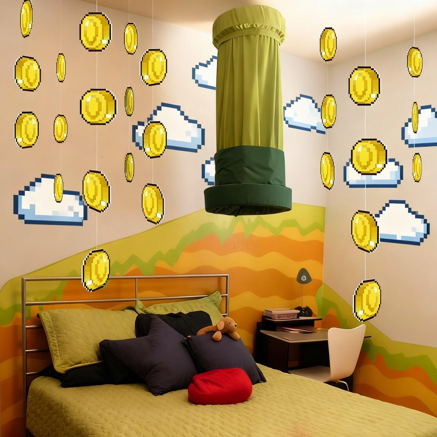 Epakh 24 Pcs Gold Coin Hanging Decorations — Video Game Theme Party Decor