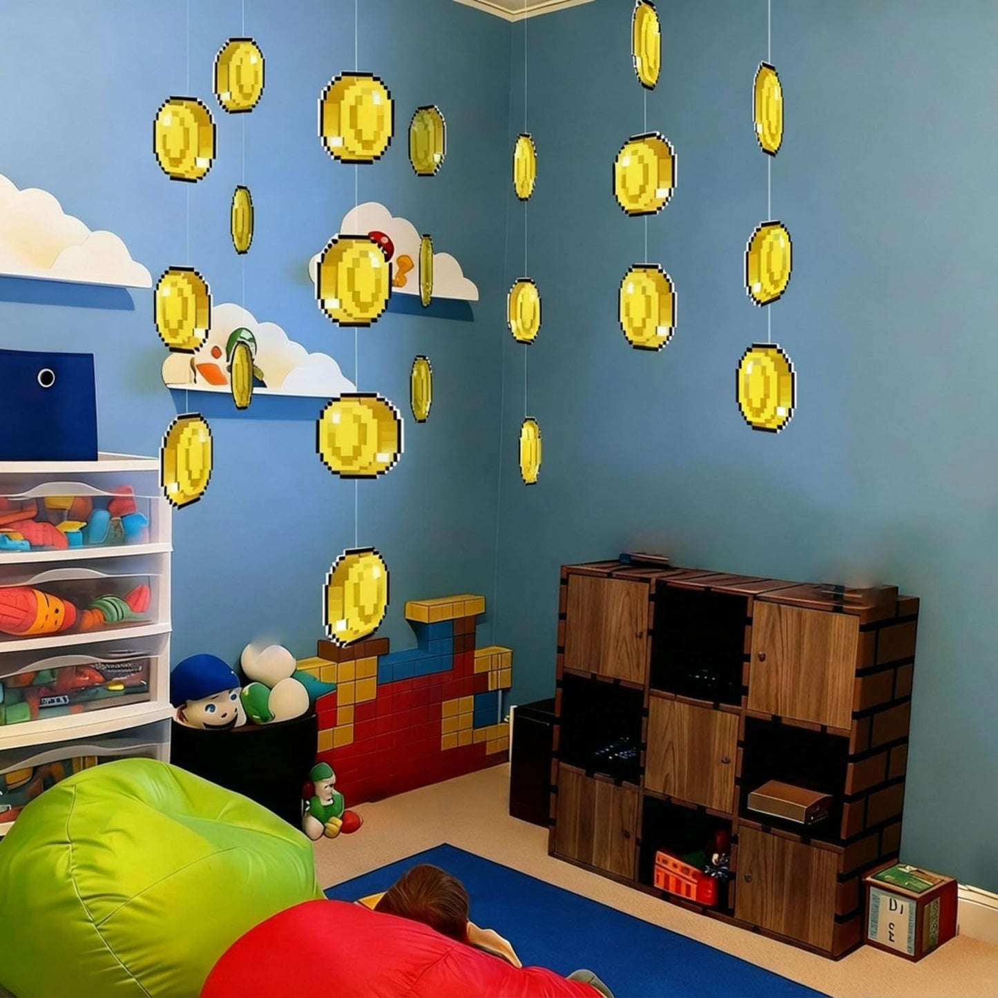 Epakh 24 Pcs Gold Coin Hanging Decorations — Video Game Theme Party Decor