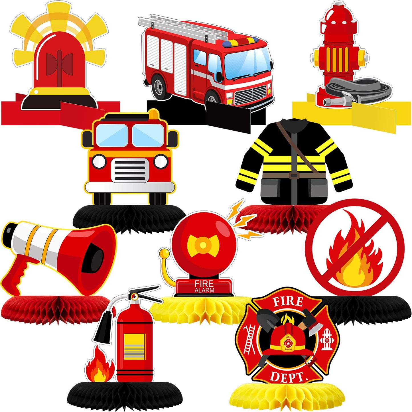 Epakh Firetruck Birthday Party Decorations – 10 Pcs Centerpieces & Table Supplies