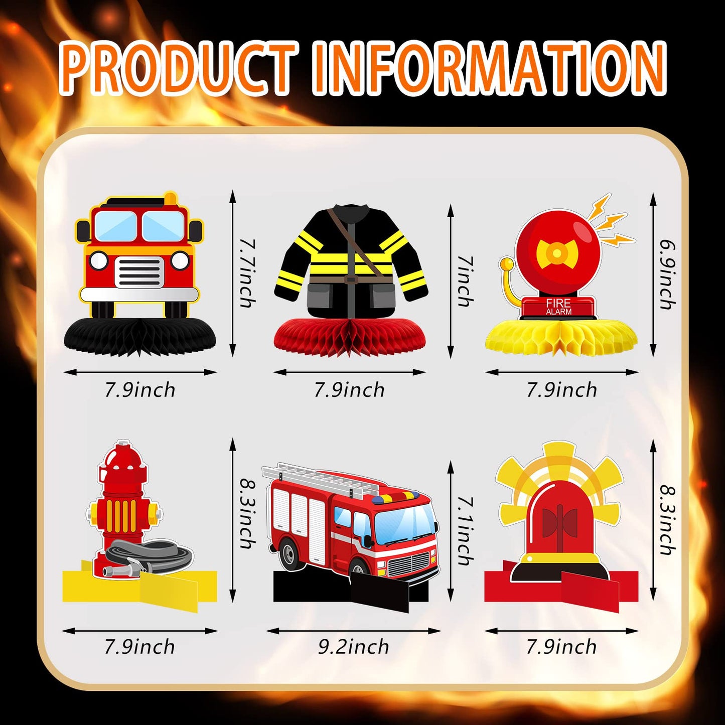 Epakh Firetruck Birthday Party Decorations – 10 Pcs Centerpieces & Table Supplies