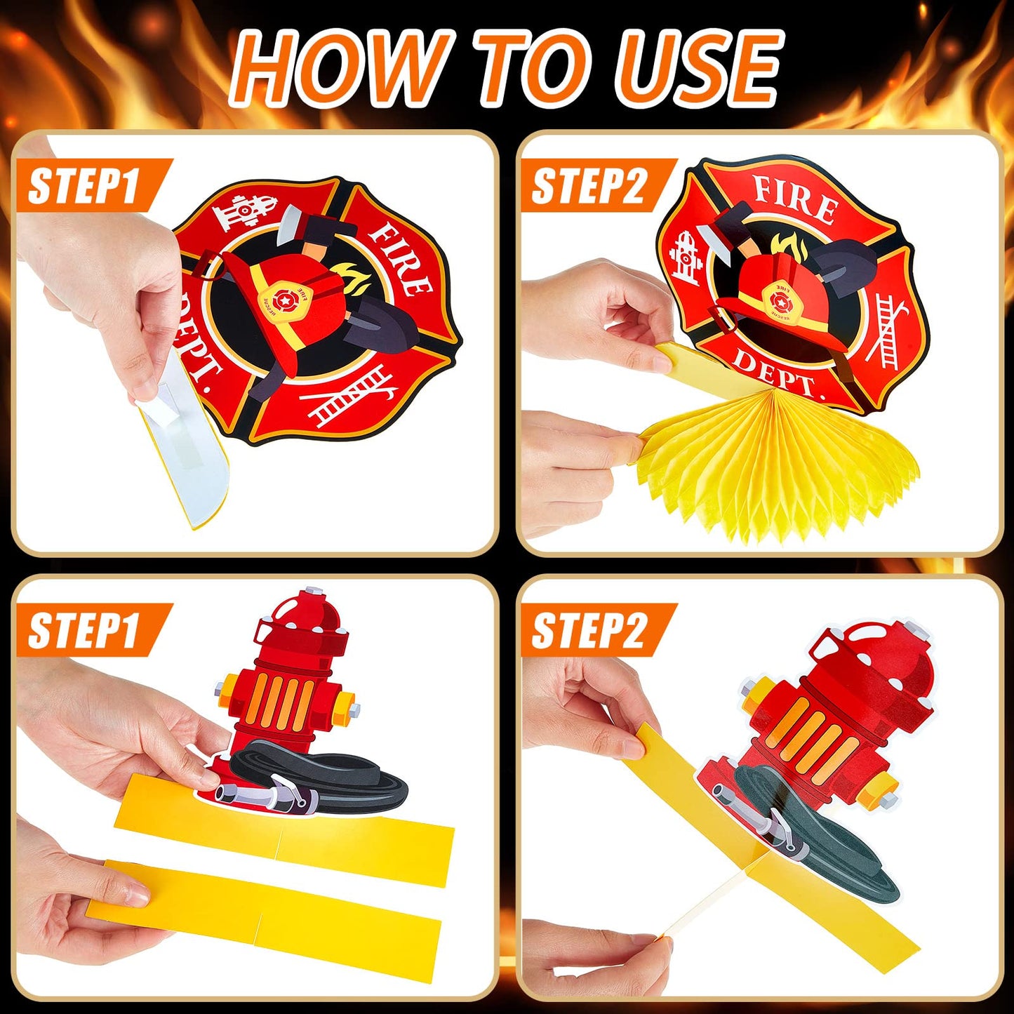 Epakh Firetruck Birthday Party Decorations – 10 Pcs Centerpieces & Table Supplies