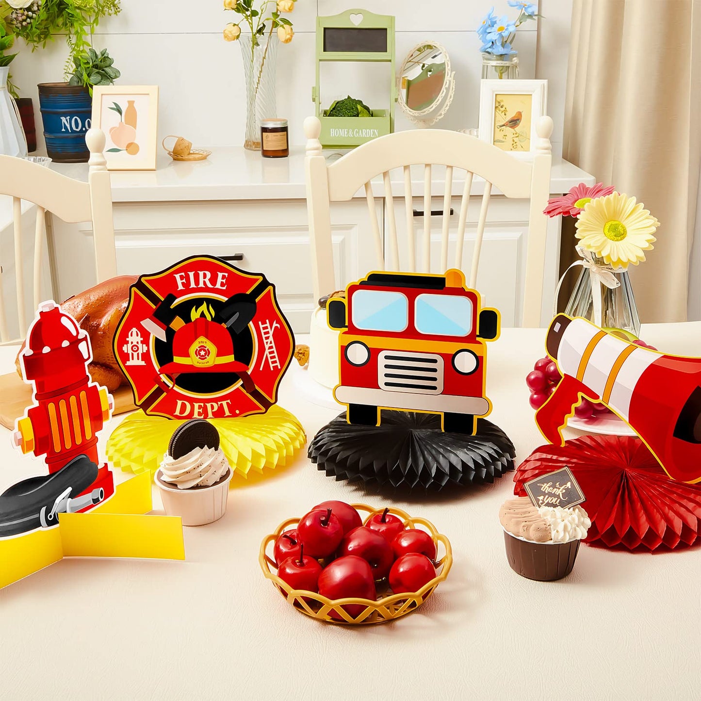 Epakh Firetruck Birthday Party Decorations – 10 Pcs Centerpieces & Table Supplies