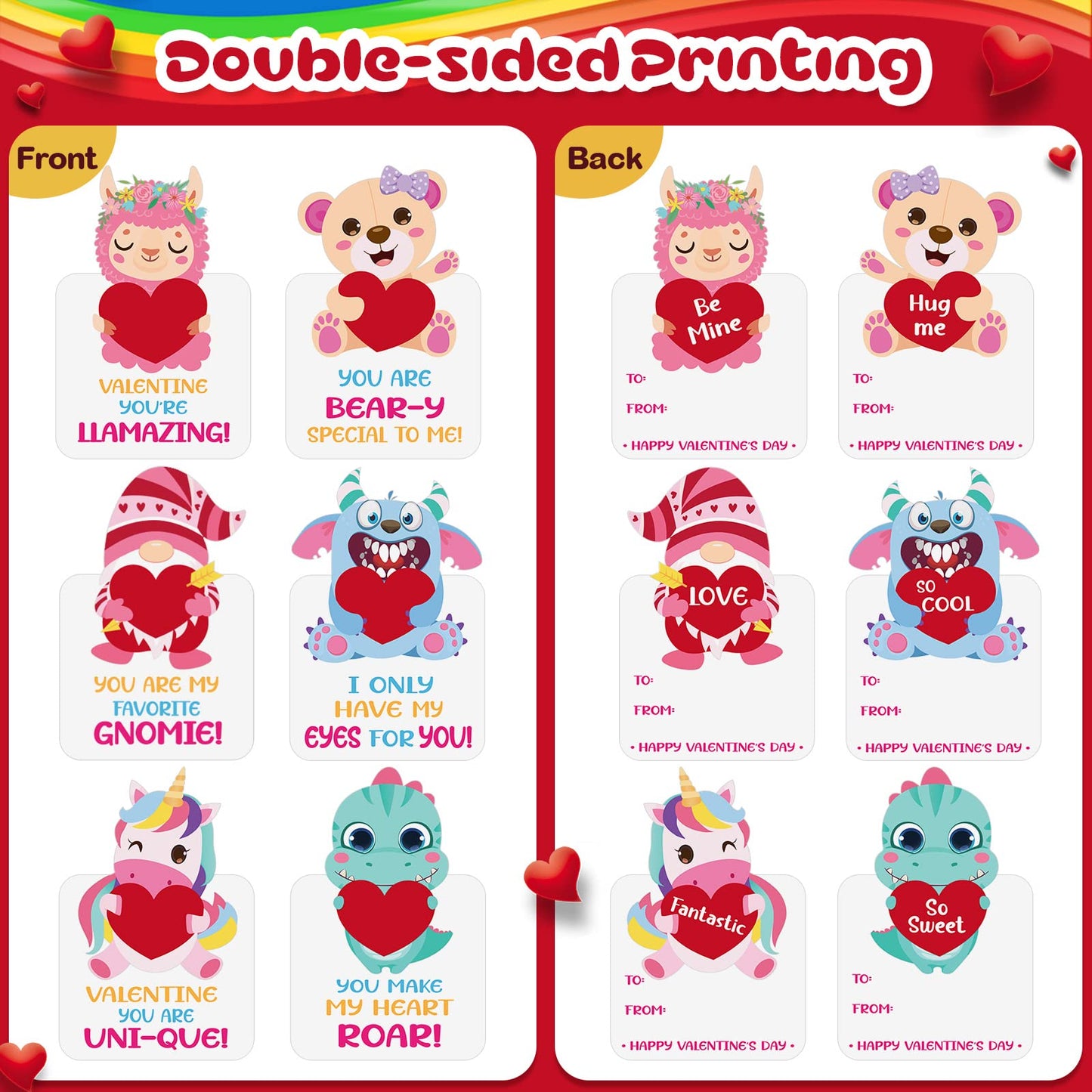 Epakh Valentine Cards & Heart Erasers Set — 24 Cards, 24 Erasers, 40 Dots, 6 Styles