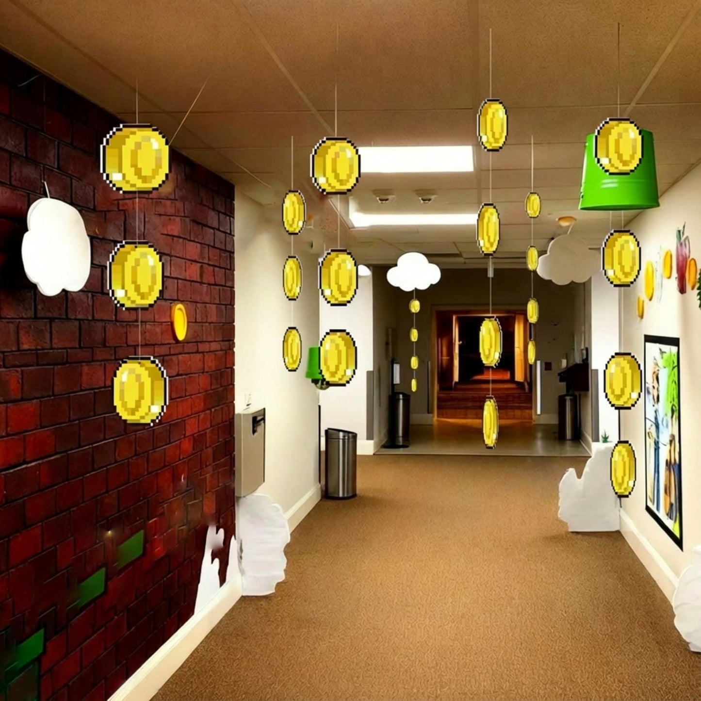 Epakh 24 Pcs Gold Coin Hanging Decorations — Video Game Theme Party Decor