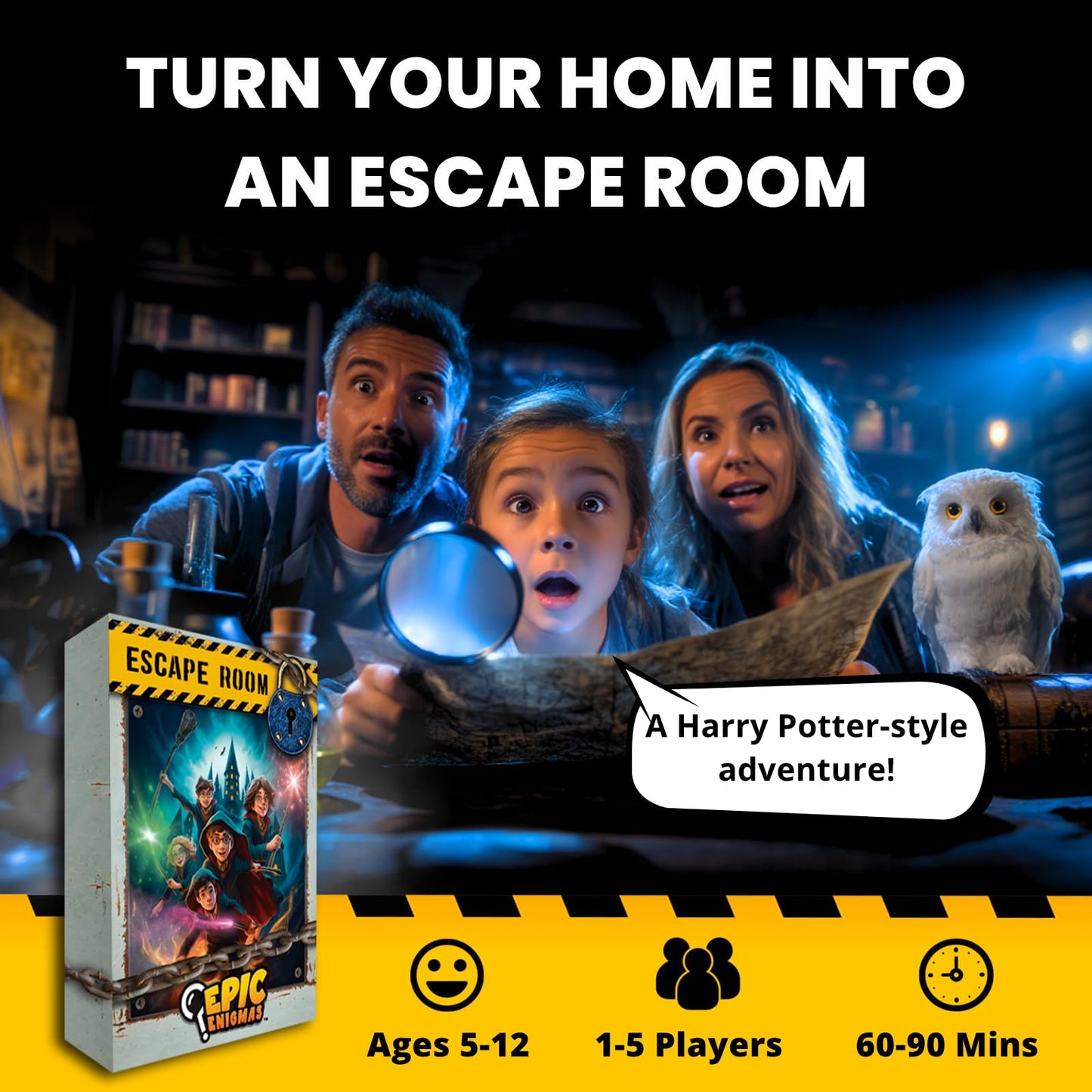 EPIC ENIGMAS Harry Magic Escape Room Board Game – Ages 5–12, 1–5 Players