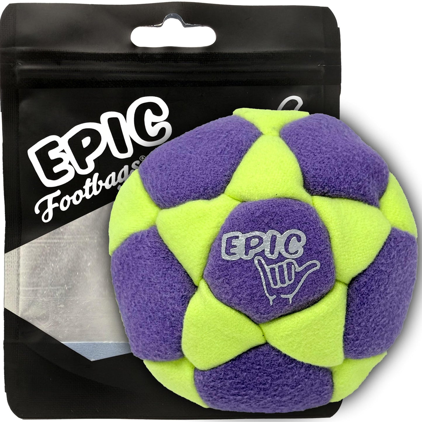 Epic Footbags Classic 32-Panel Suede Foot Bag - Handmade (Radioactive)