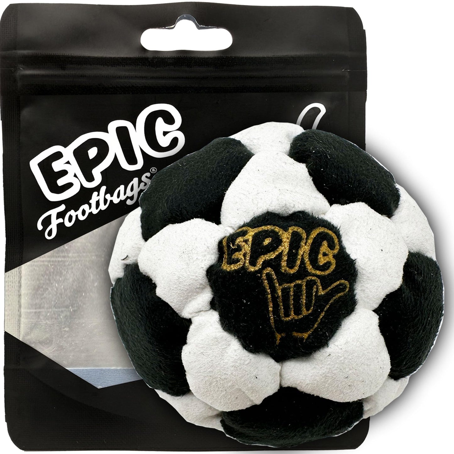 Epic Footbags Deluxe 32-Panel Suede Foot Bag for Adults & Kids - Salt n' Peppa