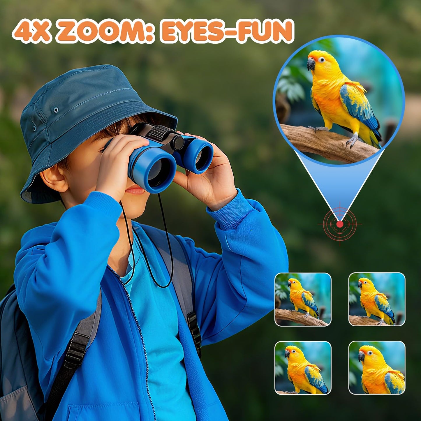 EPIMA Kids Binoculars 4x Zoom: Durable, Non-Toxic Outdoor Learning Toy for Ages 3–7