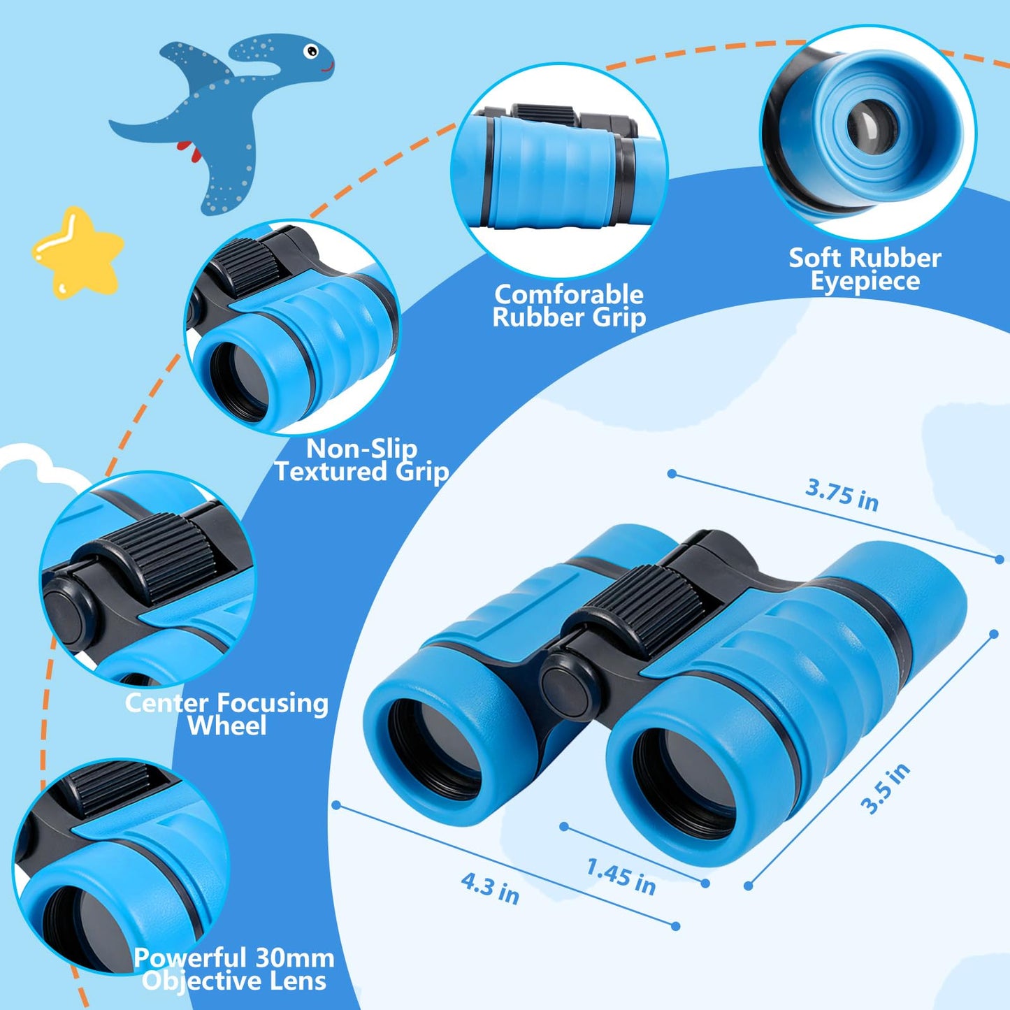 EPIMA Kids Binoculars 4x Zoom: Durable, Non-Toxic Outdoor Learning Toy for Ages 3–7