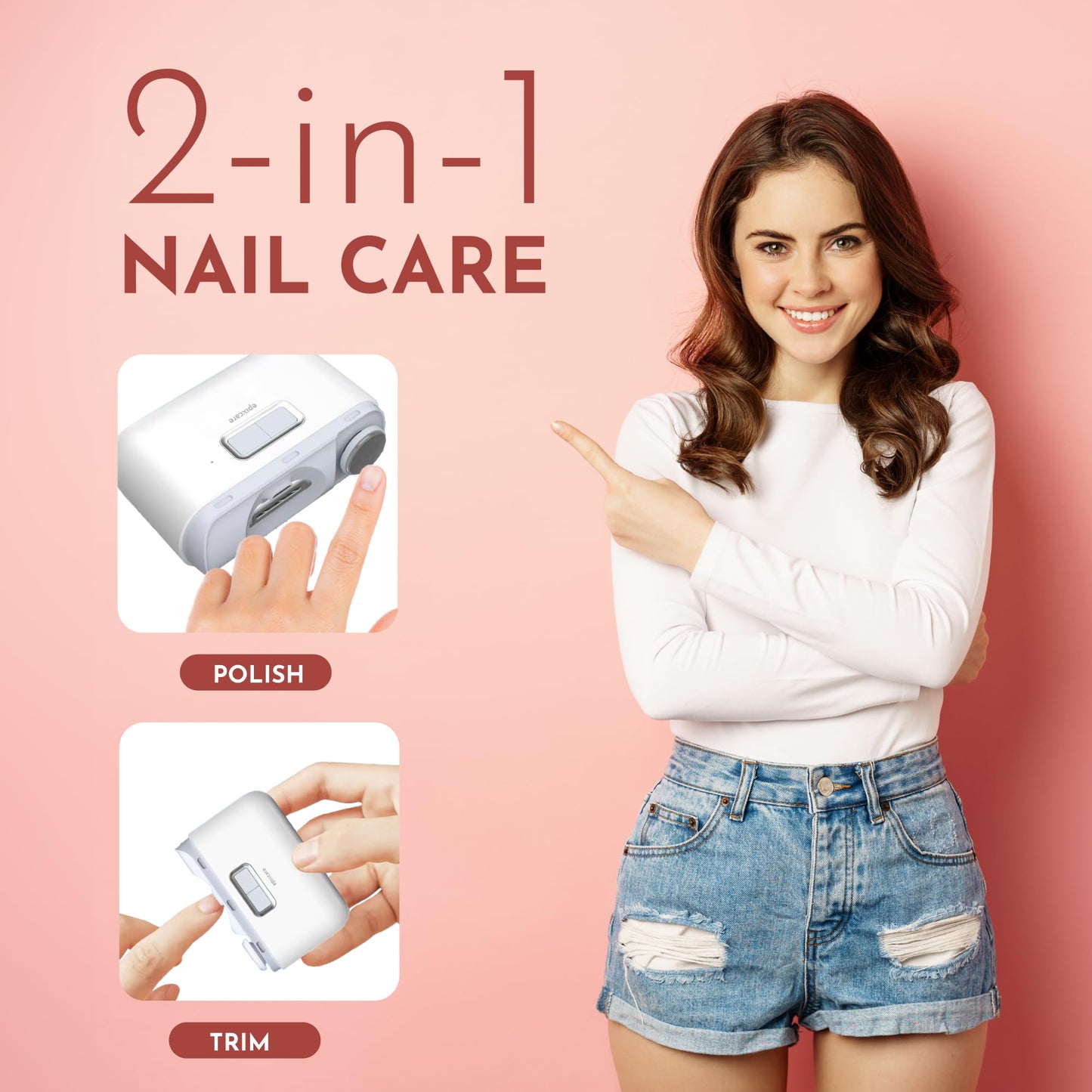 EpixCare Electric Automatic Nail Clipper Trimmer – 2-in-1 Nail Care for All Ages | Rechargeable & Safe