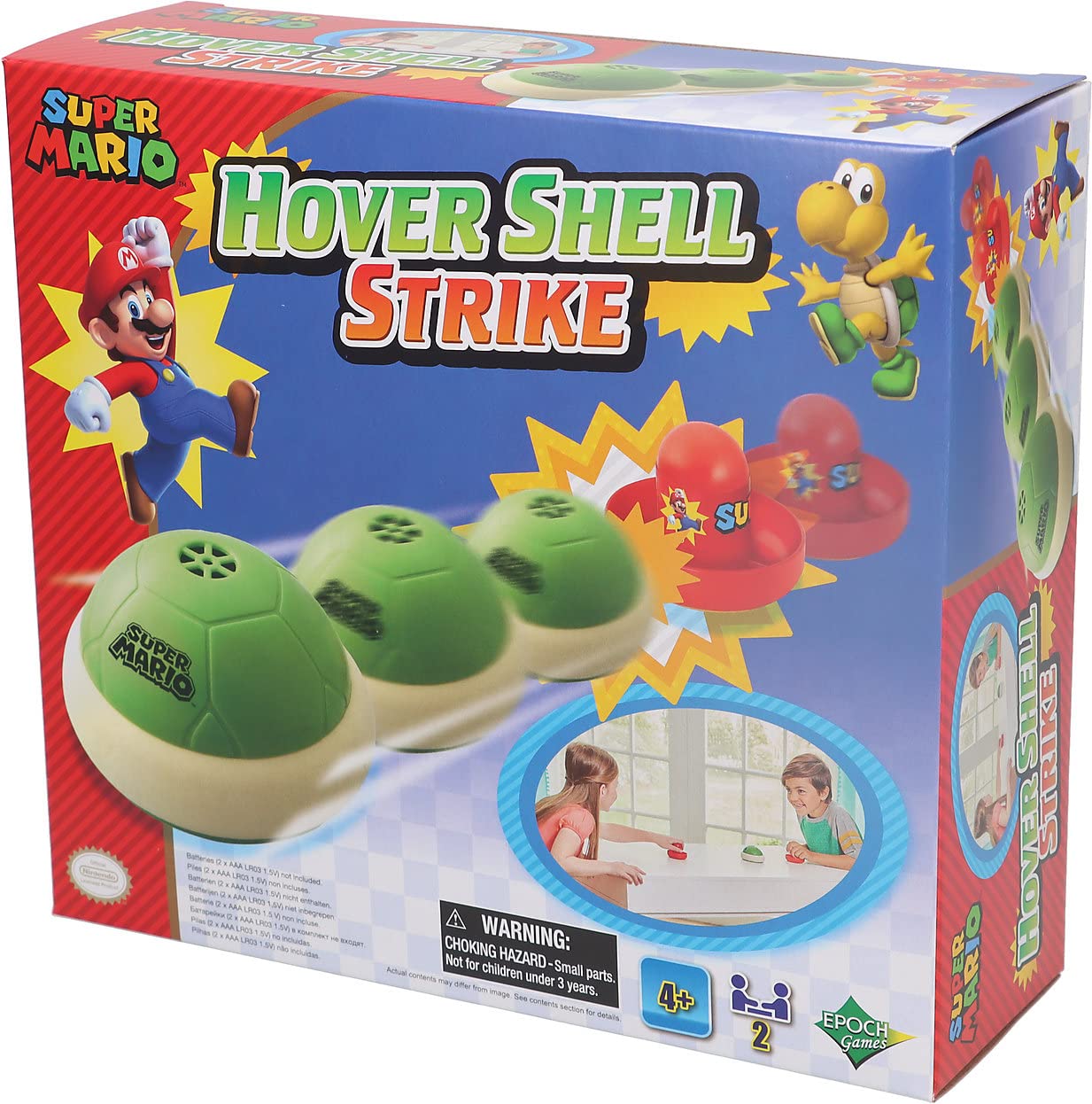 Epoch Games Super Mario Hover Shell Strike 7397 – Arcade-Style Two-Player Air Hockey Toy