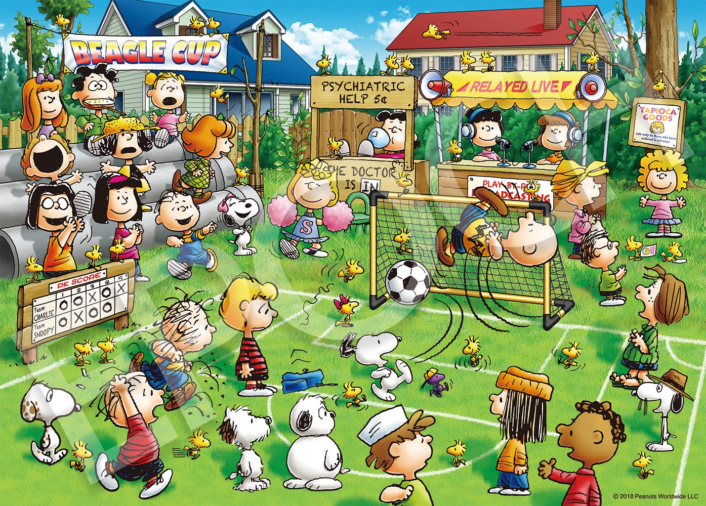 Epoch Peanuts Snoopy Soccer 500-Piece Jigsaw Puzzle with Glue & Spatula Included