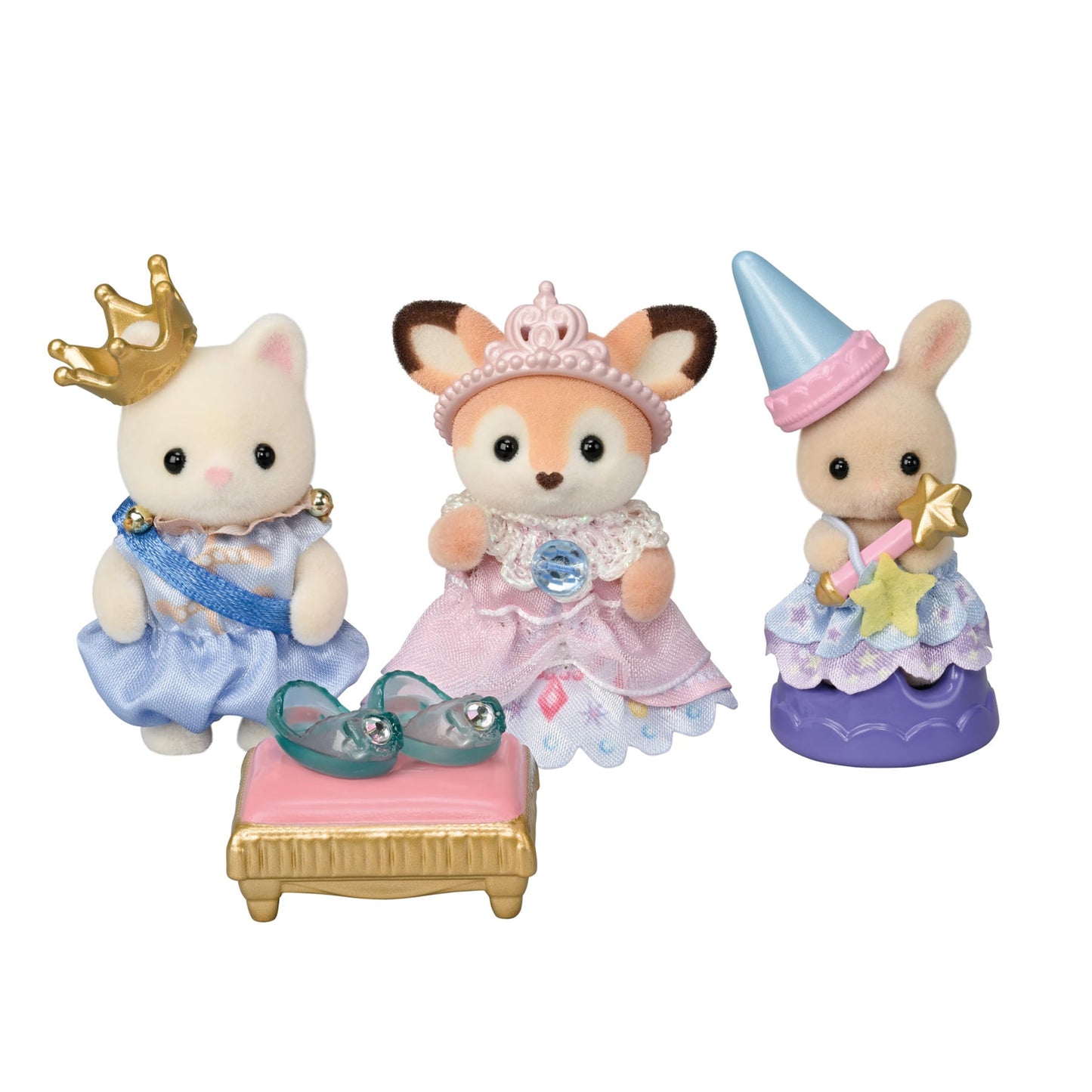 Epoch Sylvanian Families Recital Set – Princess Deer, Silk Cat Baby Prince, Glass Shoes | S-77 | ST Mark Certified | Ages 3+