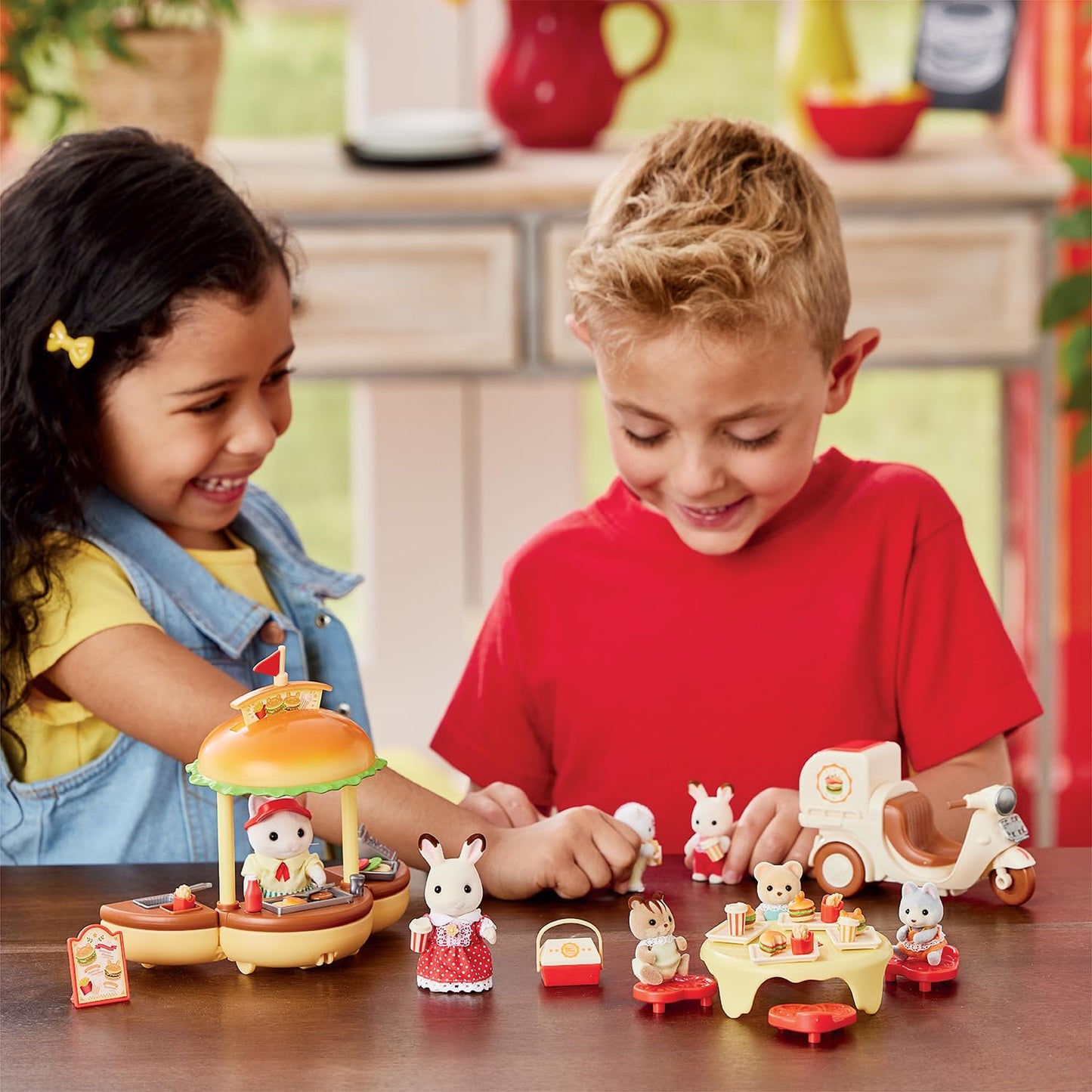 Epoch Sylvanian Families Hamburger Stand – 20 Accessories + 1 Figure | 3+