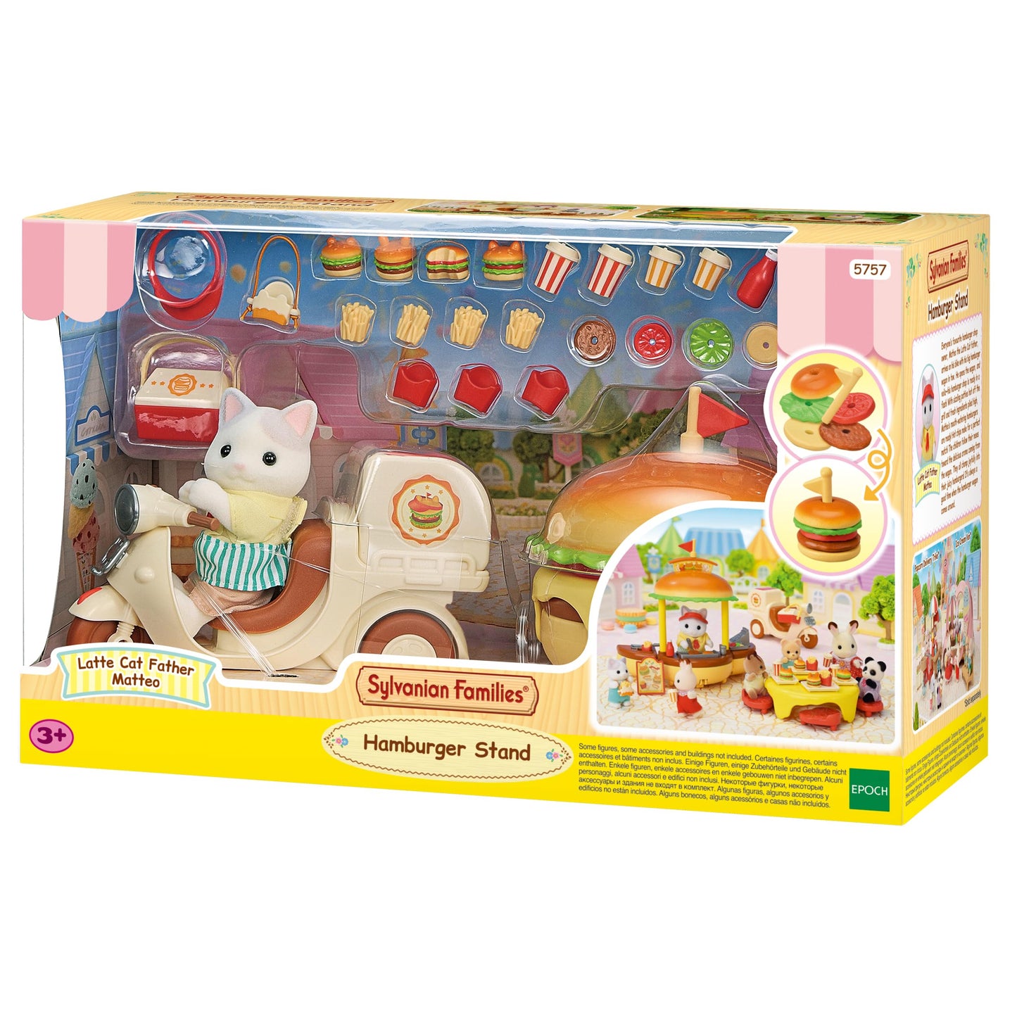Epoch Sylvanian Families Hamburger Stand – 20 Accessories + 1 Figure | 3+