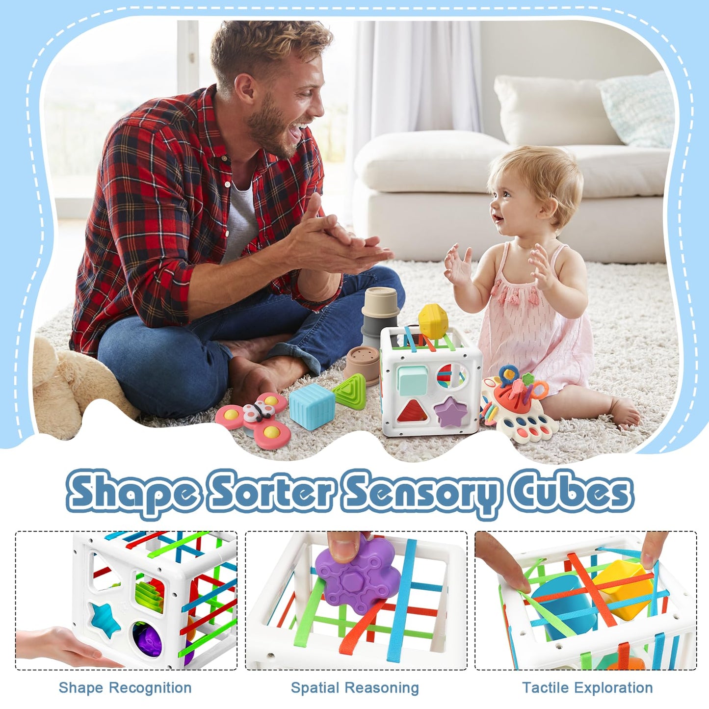 EPOGG 6-in-1 Montessori Toys for Babies 6-12 Months | Sensory & Motor Skills Set