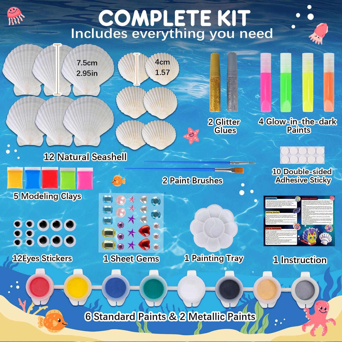 EPUMP Shell Painting Kit – Glow in the Dark Seashell Art for Kids Aged 8–12