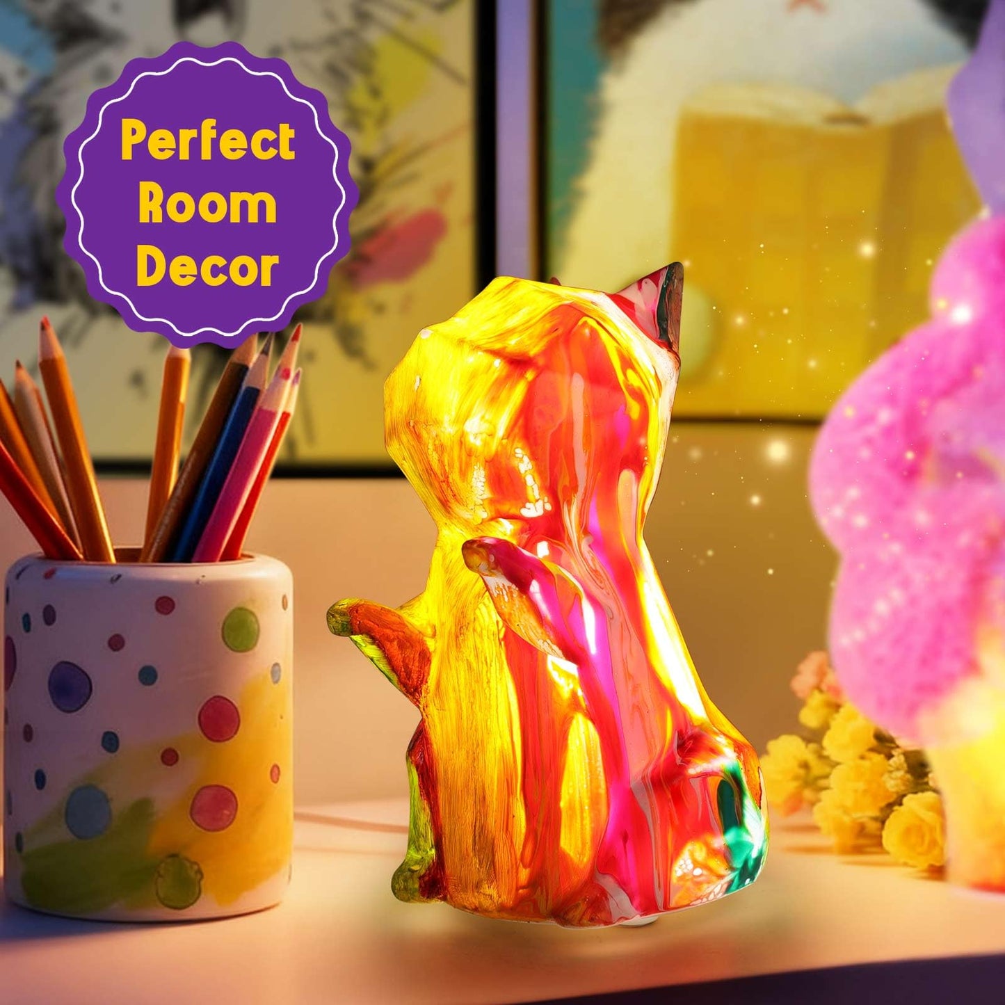 EPUMP Paint Your Own Cat Lamp Kit – Rechargeable 1200mAh Night Light for Kids 3–12