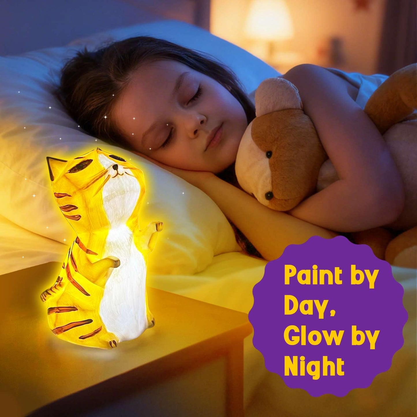 EPUMP Paint Your Own Cat Lamp Kit – Rechargeable 1200mAh Night Light for Kids 3–12