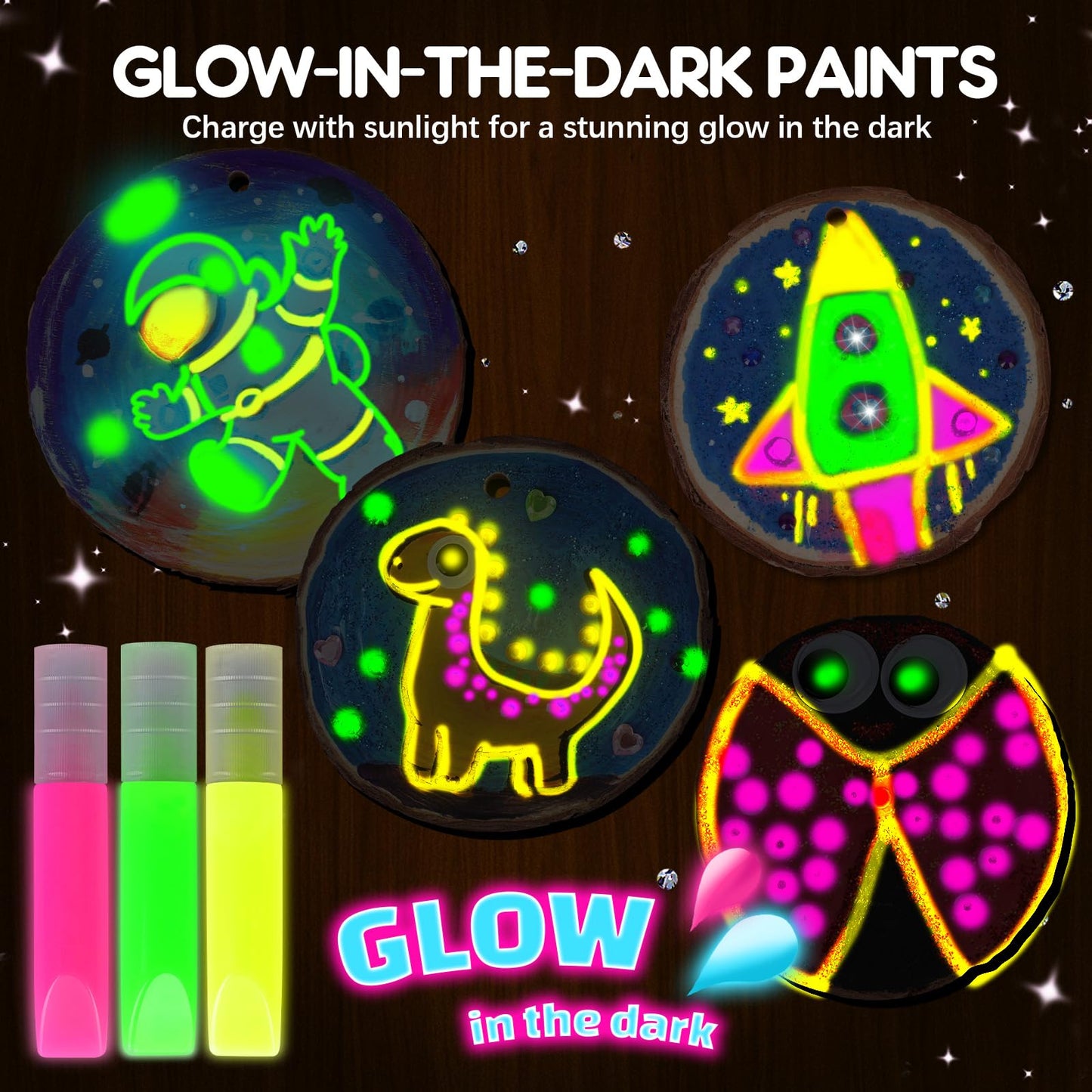 EPUMP Wooden Painting Kit for Kids – Glow in the Dark Art Set Ages 6–12