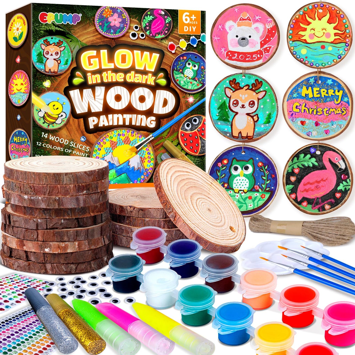 EPUMP Wooden Painting Kit for Kids – Glow in the Dark Art Set Ages 6–12