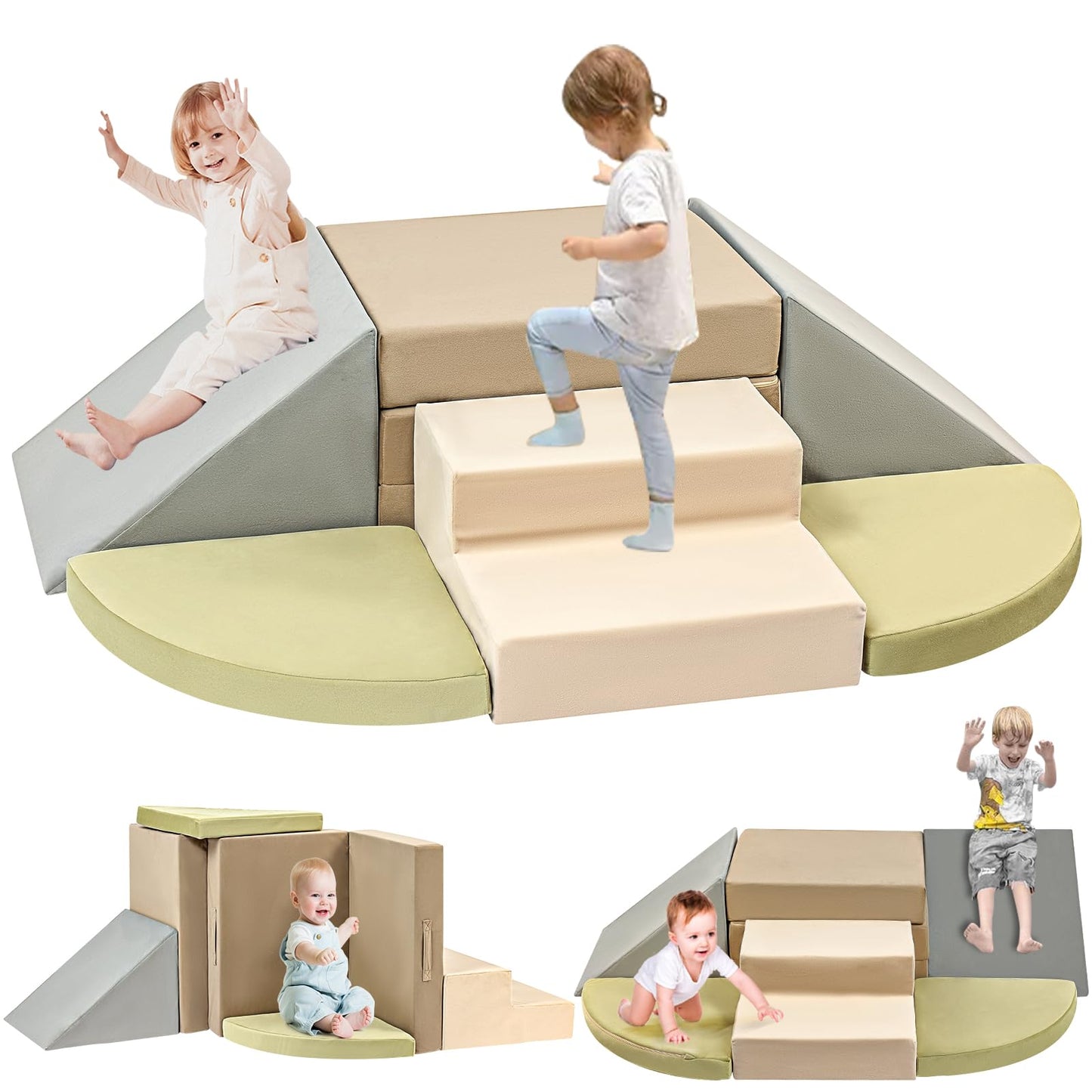 Erament 6-Piece Toddler Climbing Toy Set – Soft Indoor Foam Play Blocks for Crawling, Climbing & Sliding