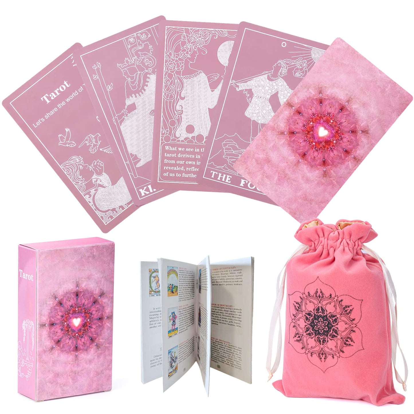 Erbacan Tarot Cards with Guide Book – 78-Card Deck for Beginners to Experts + Free Velvet Pouch