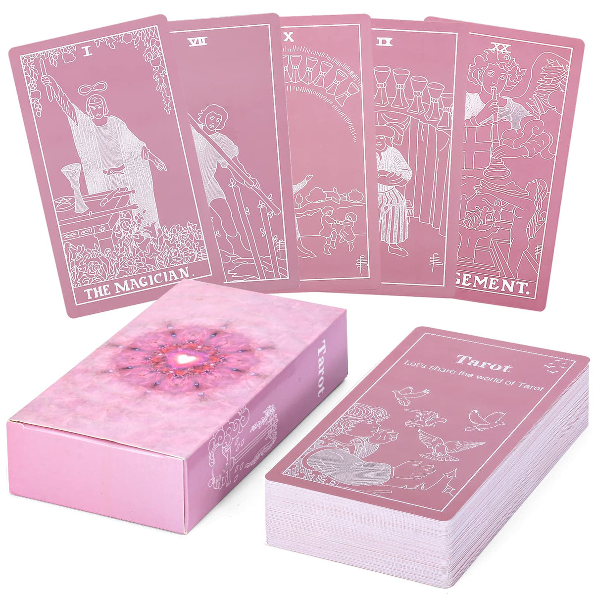 Erbacan Tarot Cards with Guide Book – 78-Card Deck for Beginners to Experts + Free Velvet Pouch