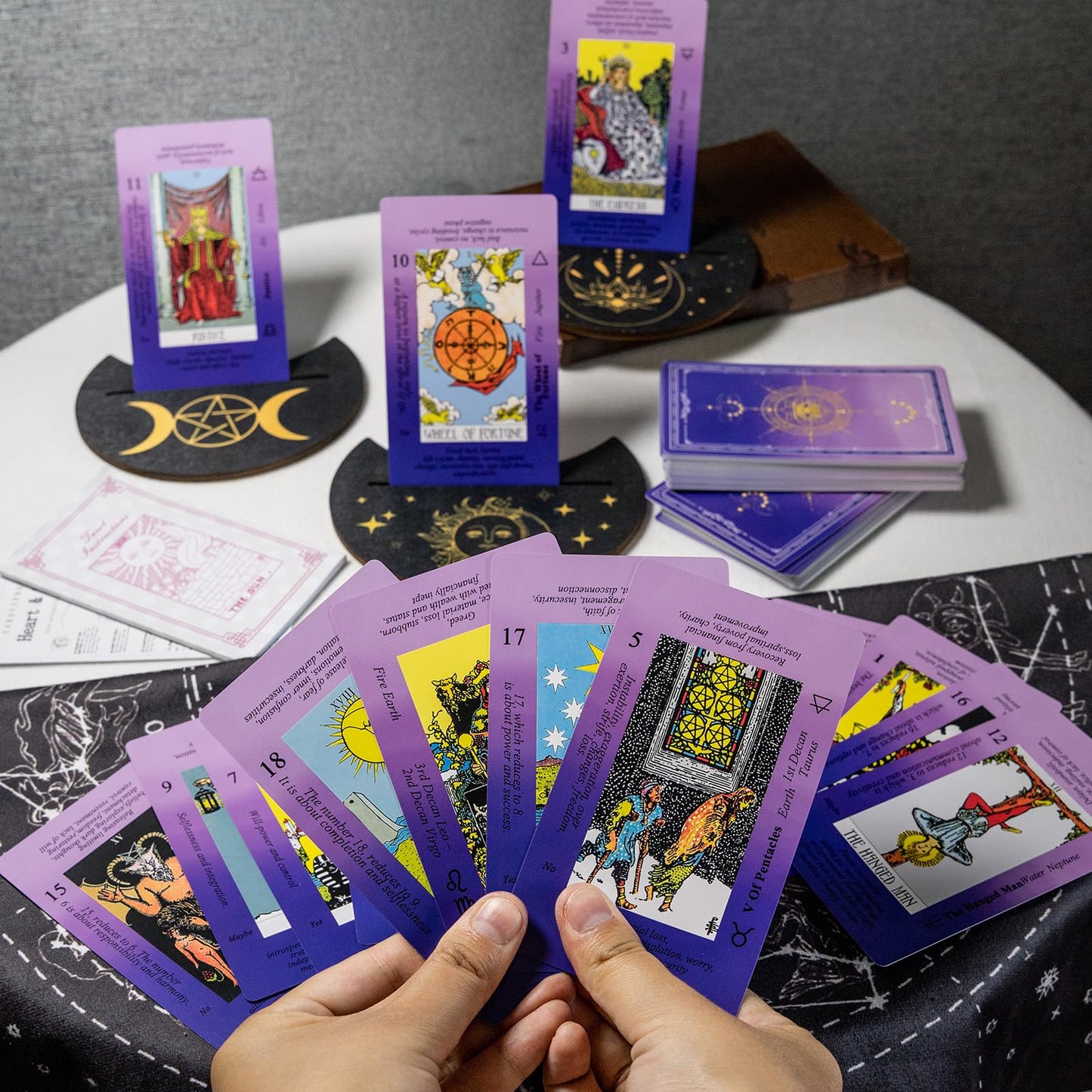 Erbacan Tarot Cards for Beginners – 78-Card Deck with On-Card Meanings + Guidebook