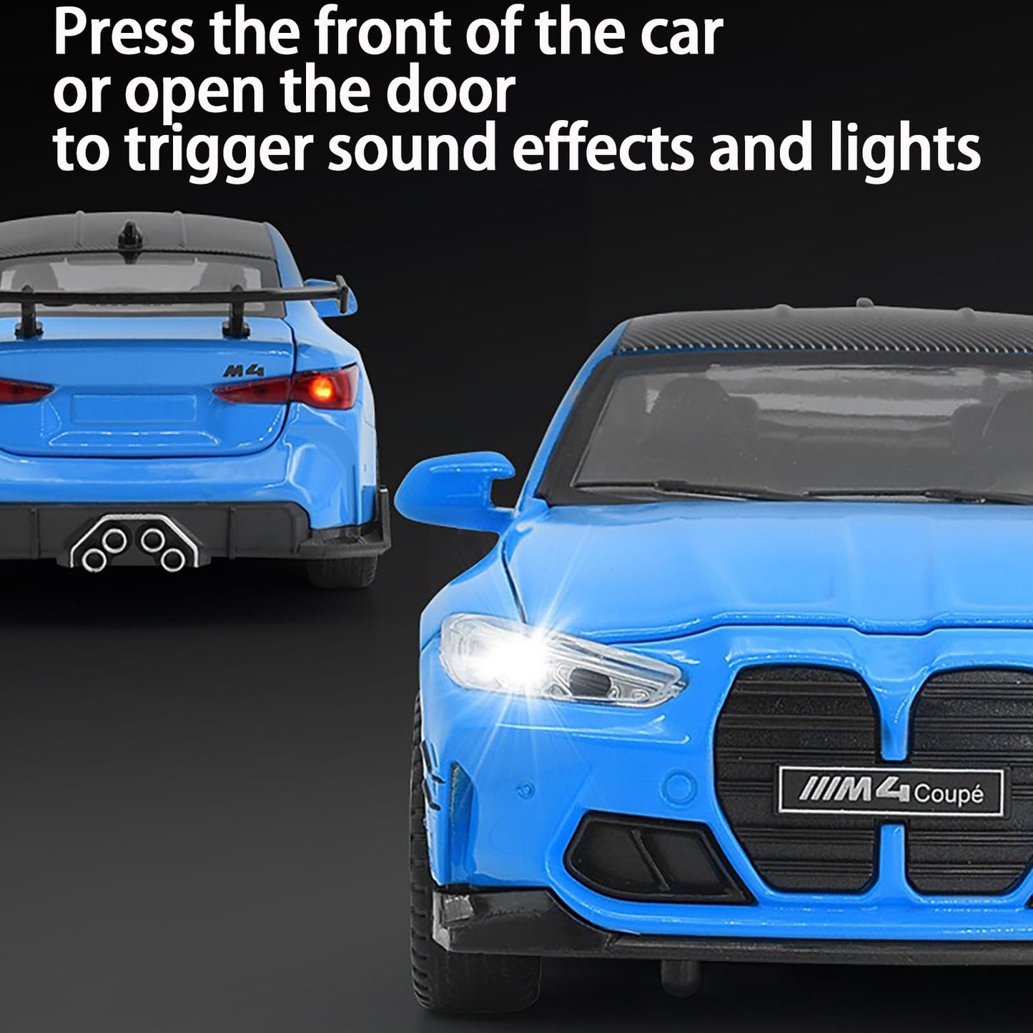 ERBADIHAGO M4 1/32 Metal Pull-Back Toy Car – Lights & Sound, Blue