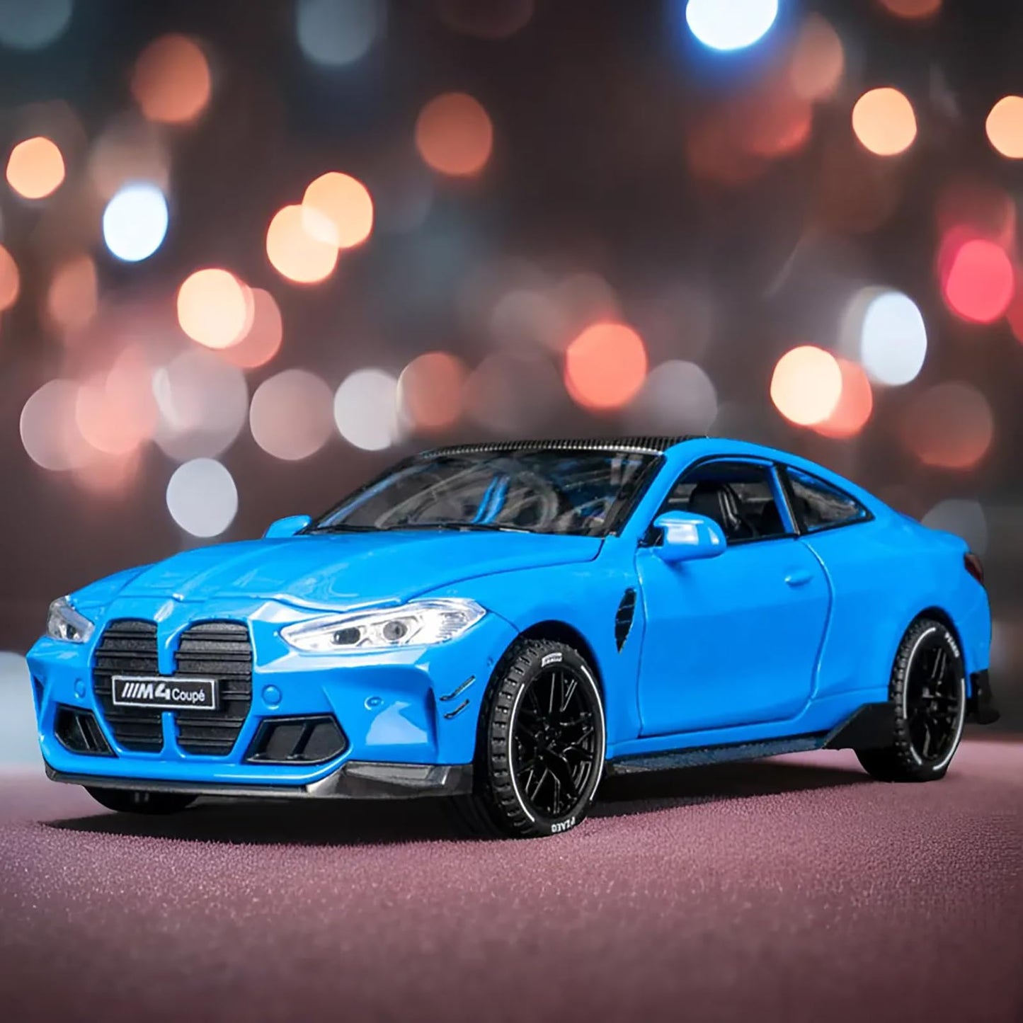 ERBADIHAGO M4 1/32 Metal Pull-Back Toy Car – Lights & Sound, Blue