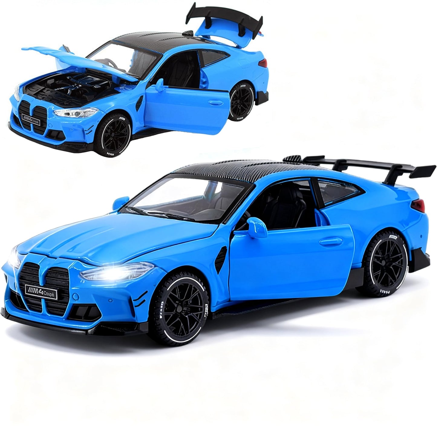 ERBADIHAGO M4 1/32 Metal Pull-Back Toy Car – Lights & Sound, Blue