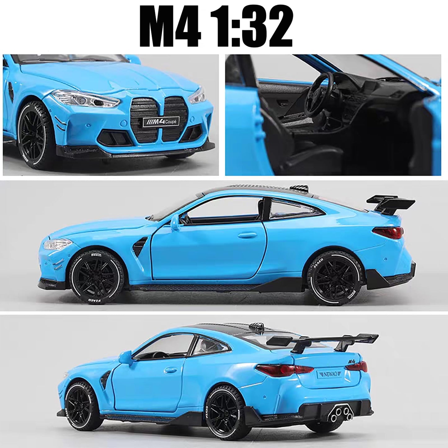 ERBADIHAGO M4 1/32 Metal Pull-Back Toy Car – Lights & Sound, Blue