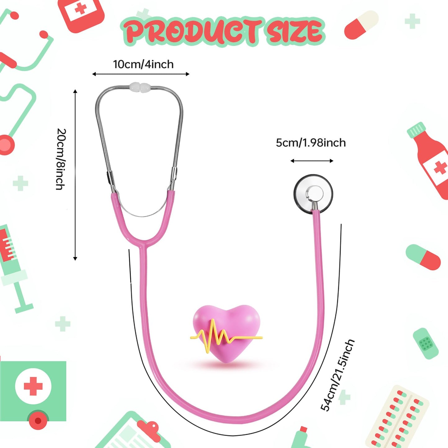 ERDOGLY Kids Stethoscope Pink – Real Working Toy Stethoscope for Kids | Doctor Nurse Role-Play Accessory