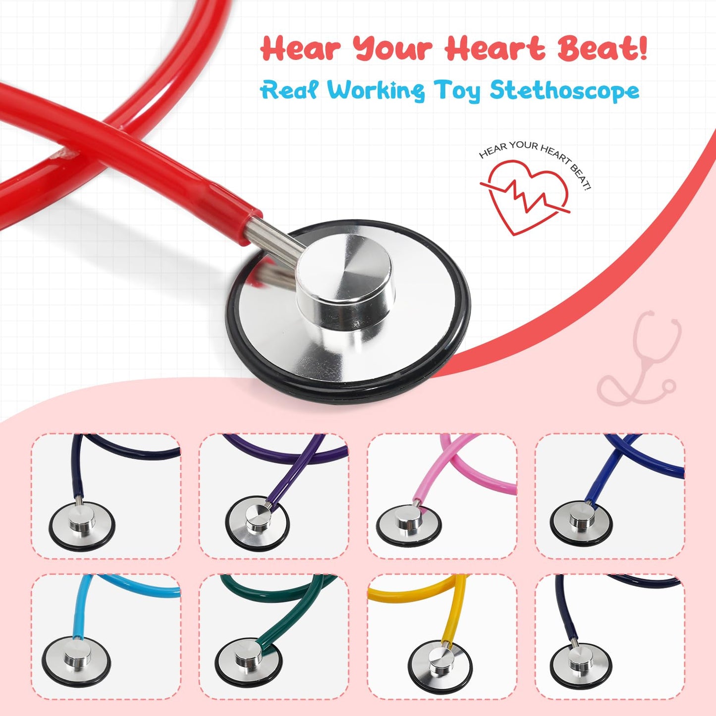 ERDOGLY Kids Stethoscope - Real Working Doctor Toy for Pretend Play