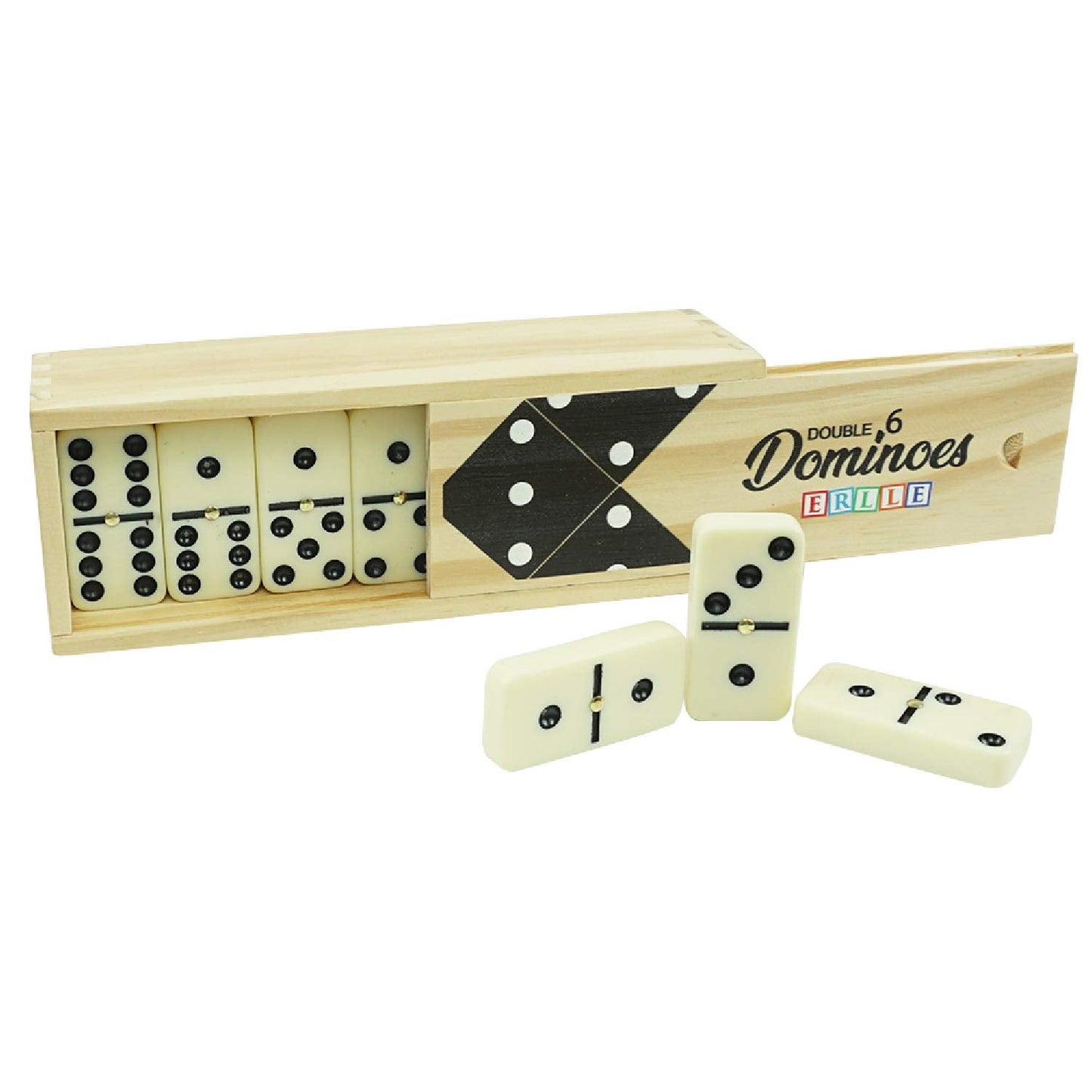 ERLLE Dominoes Set – Premium 28-Piece Double Six with Wooden Case