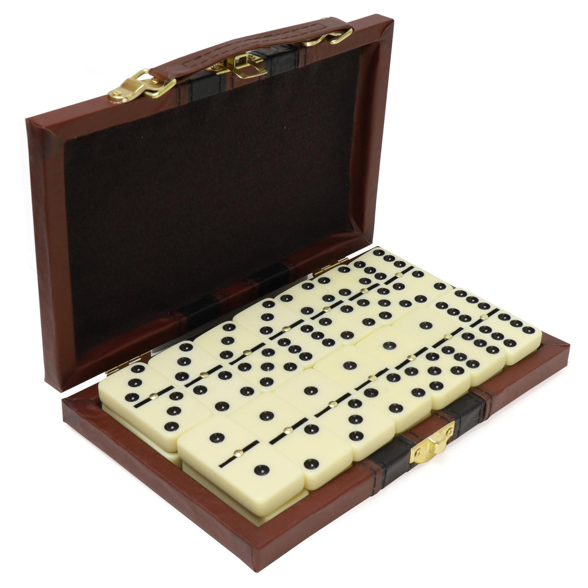 ERLLE Premium Double 6 Dominoes Set with Leather Case | Travel-Friendly Family Game