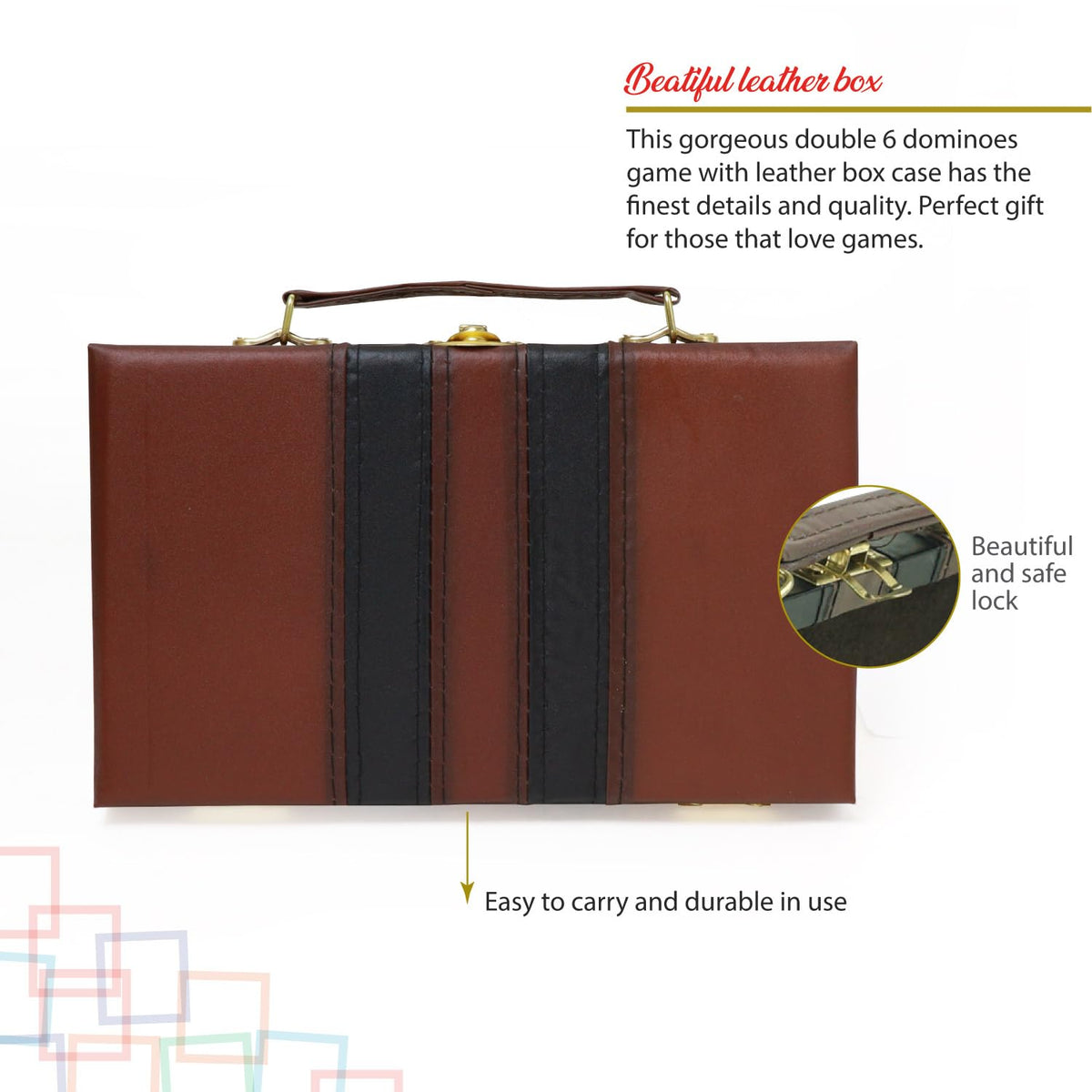 ERLLE Premium Double 6 Dominoes Set with Leather Case | Travel-Friendly Family Game