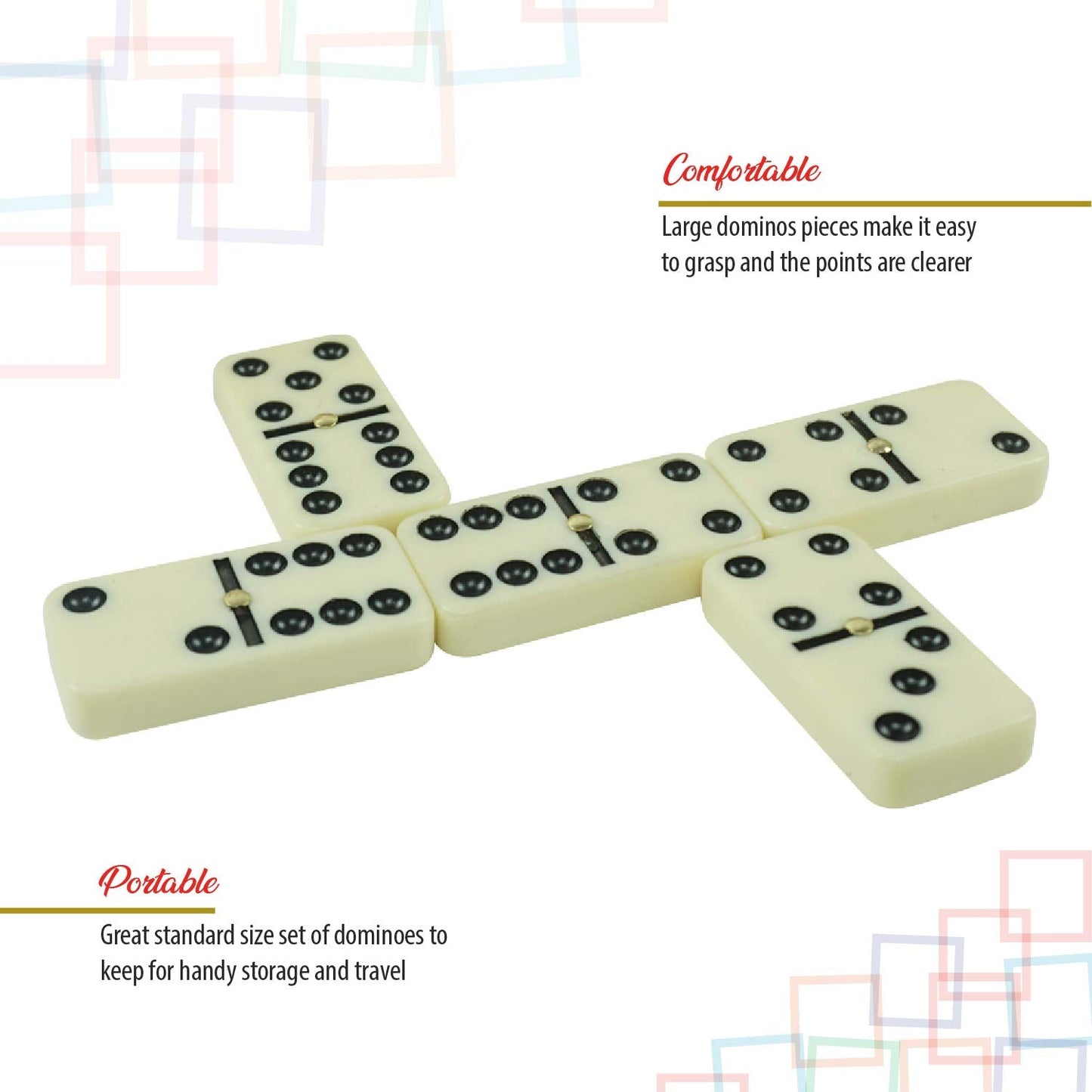 ERLLE Dominoes Set – Premium 28-Piece Double Six with Wooden Case