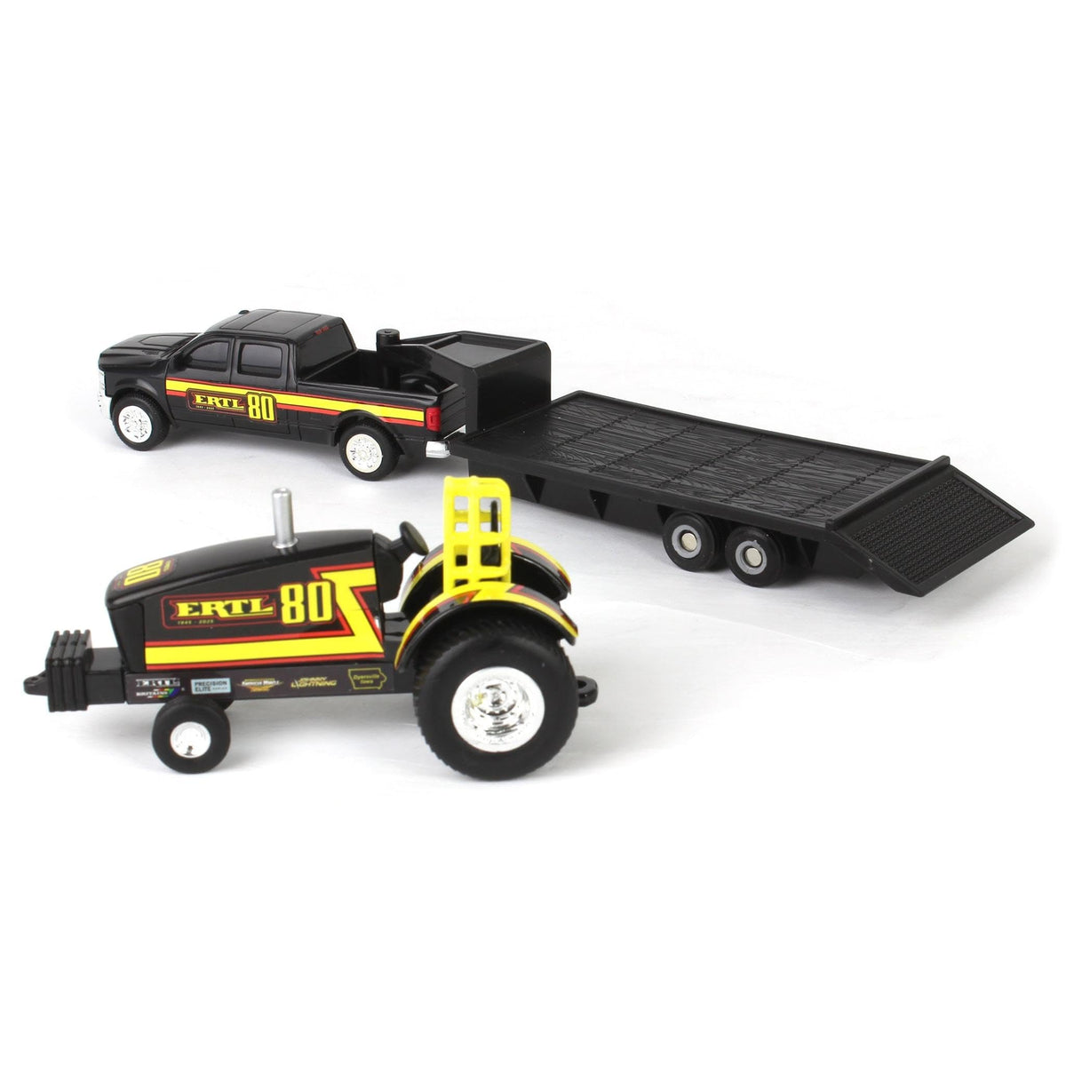 ERTL 1/64 80th Anniversary Pulling Tractor with Pickup Truck & Trailer 16516 | Diecast Farm Toy