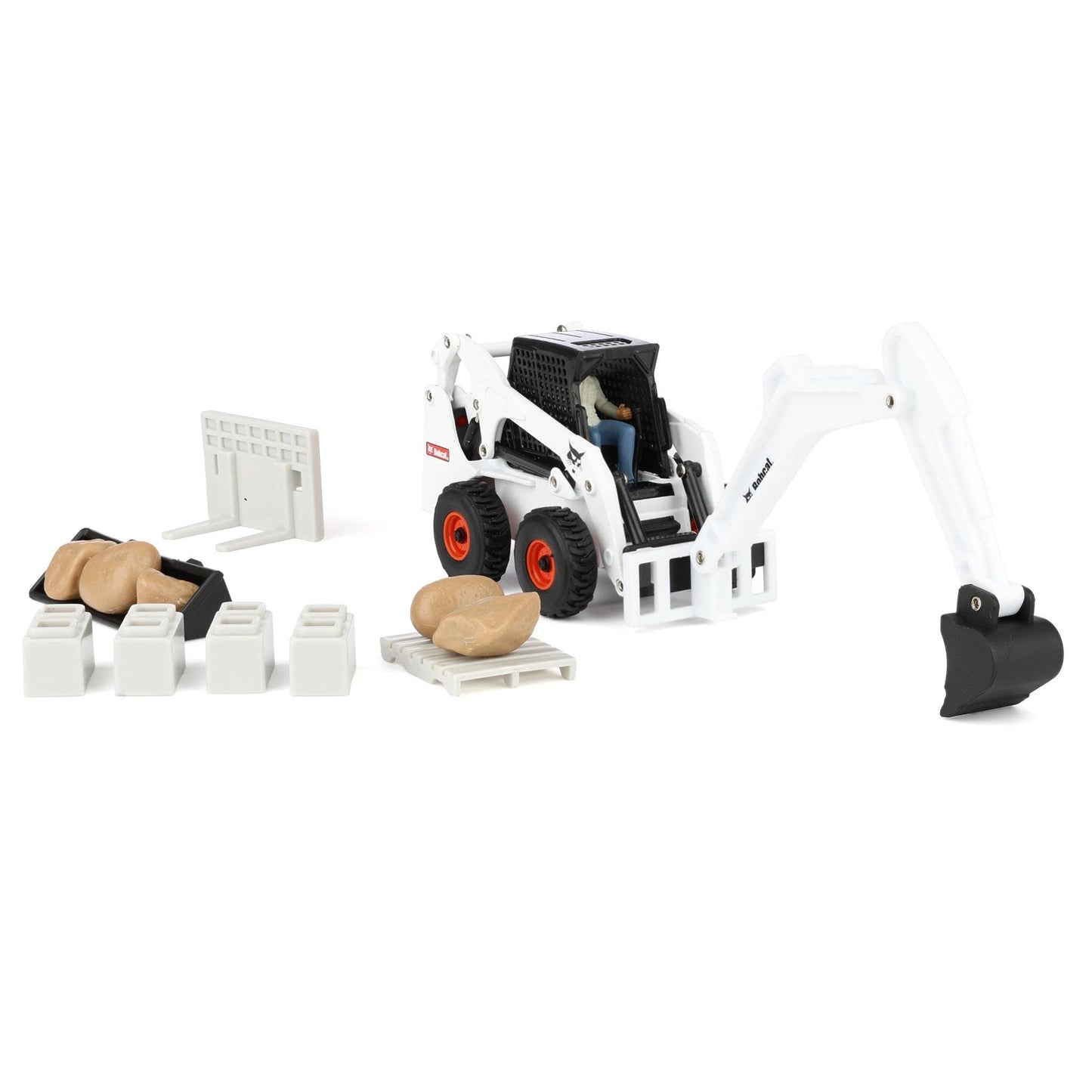 ERTL 1/32 Bobcat Skid Steer Construction Play Set – 20-Piece with Attachments (16504)