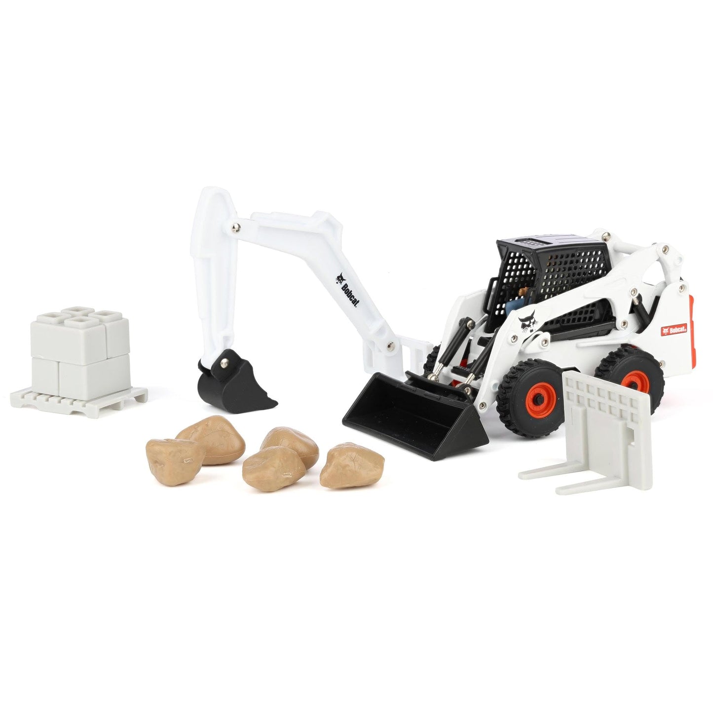 ERTL 1/32 Bobcat Skid Steer Construction Play Set – 20-Piece with Attachments (16504)